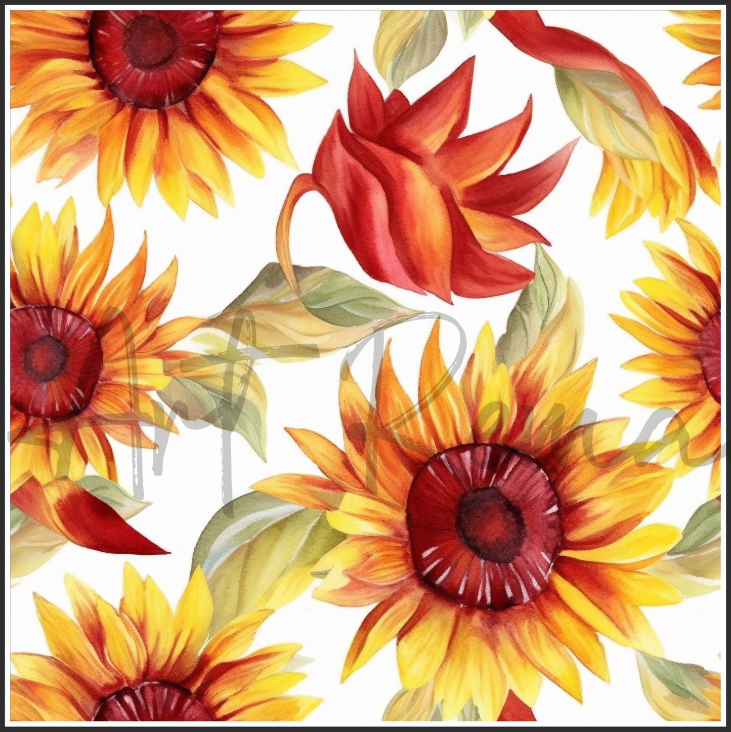 Moulin Rouge Red Sunflower Art Digital Paper pack, seamless pattern / tiles, 3072 x 3072 pixels, 300dpi, JPEG, SVG, 46 images - ArtRemade