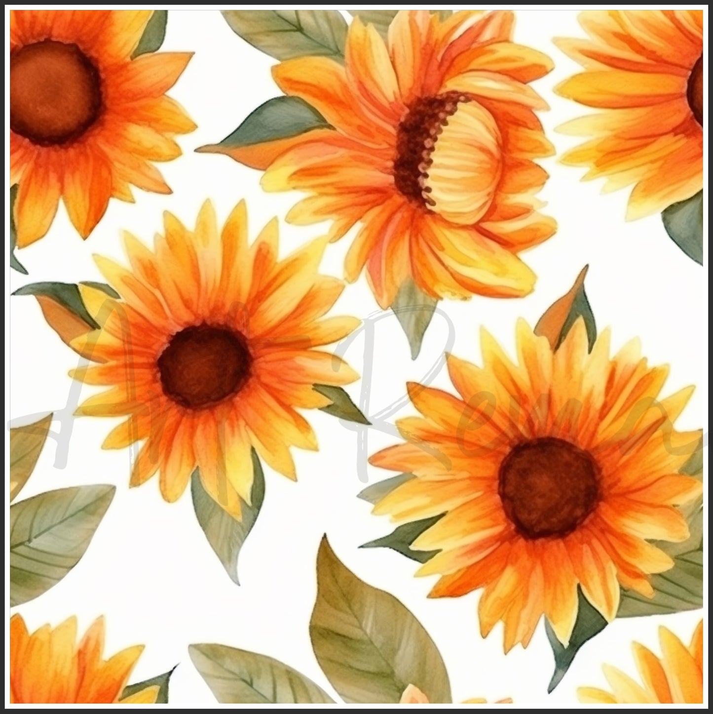 Orange Sunflower Art Digital Paper pack, seamless pattern / tiles, 3072 x 3072 pixels, 300dpi, JPEG, SVG, 24 images - ArtRemade