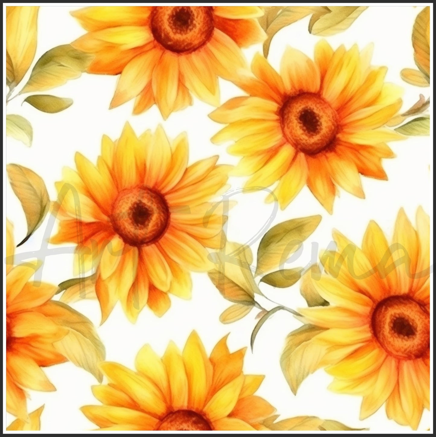 Orange Sunflower Art Digital Paper pack, seamless pattern / tiles, 3072 x 3072 pixels, 300dpi, JPEG, SVG, 24 images - ArtRemade