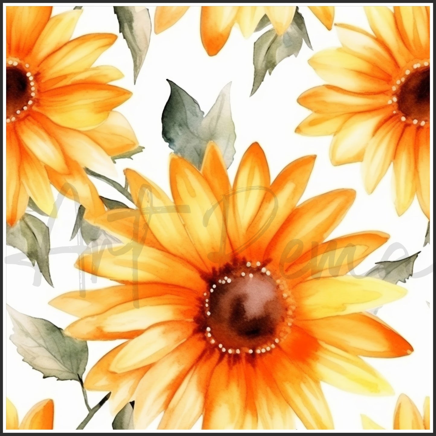 Orange Sunflower Art Digital Paper pack, seamless pattern / tiles, 3072 x 3072 pixels, 300dpi, JPEG, SVG, 24 images - ArtRemade