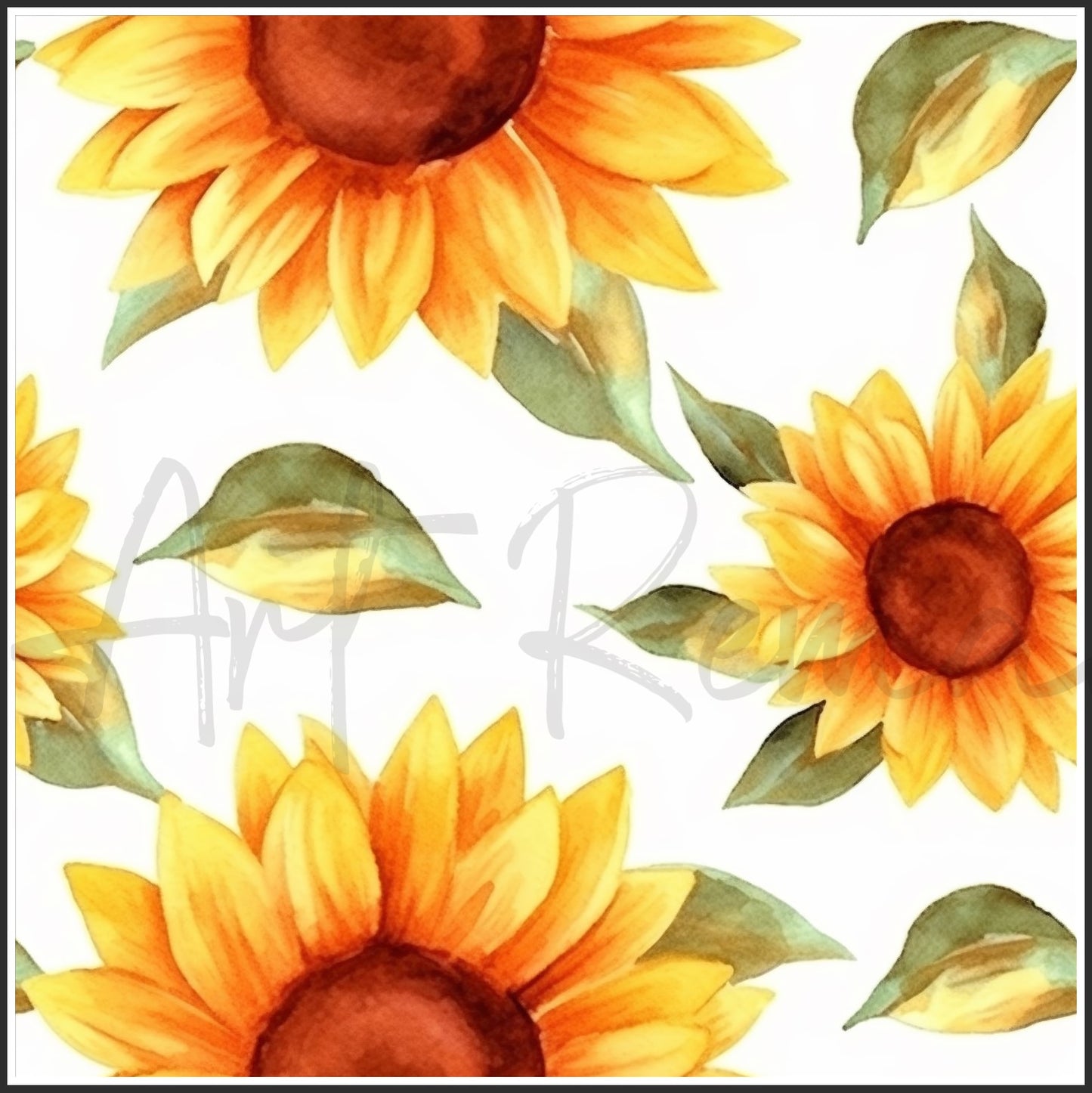 Orange Sunflower Art Digital Paper pack, seamless pattern / tiles, 3072 x 3072 pixels, 300dpi, JPEG, SVG, 24 images - ArtRemade