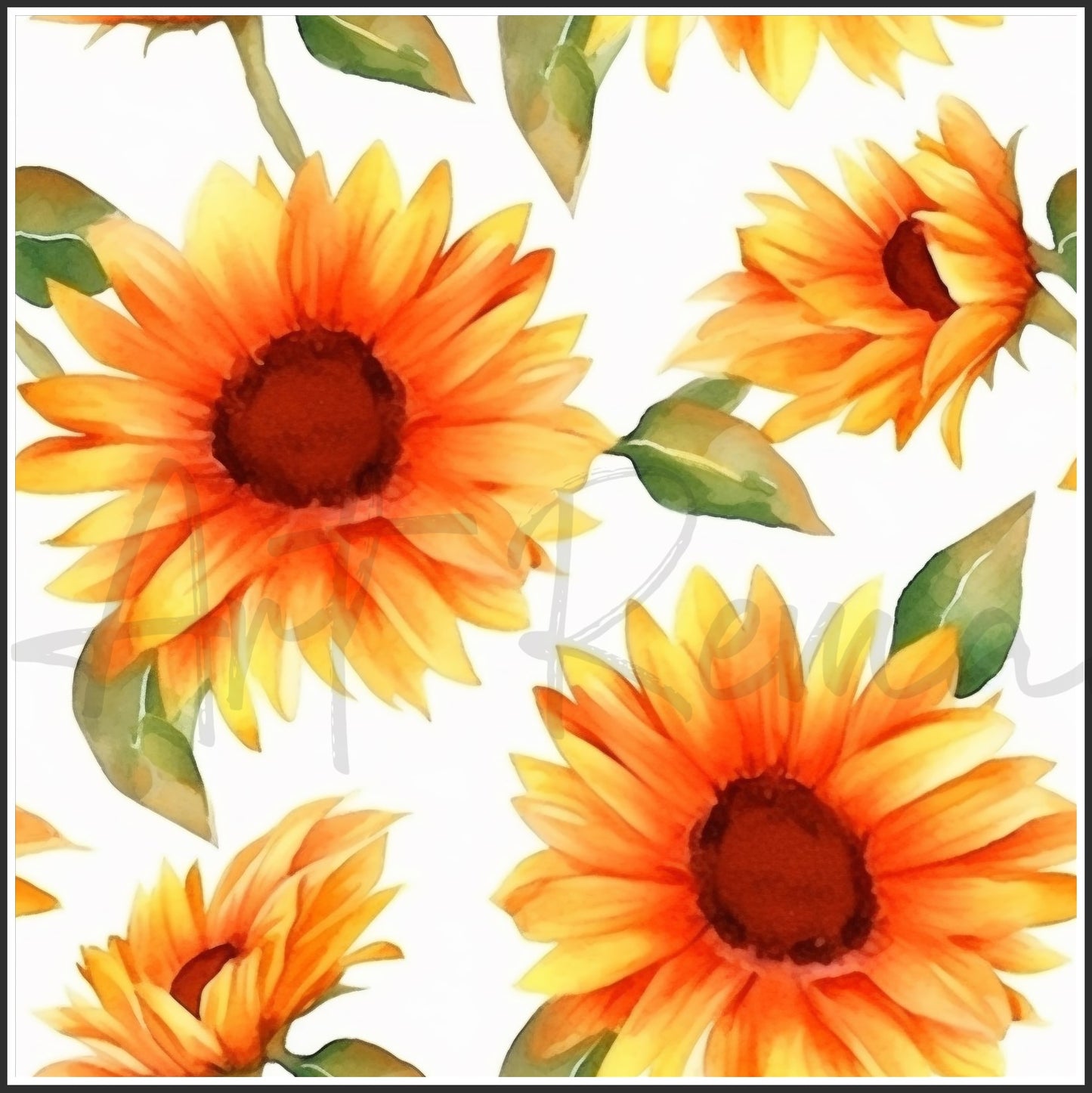 Orange Sunflower Art Digital Paper pack, seamless pattern / tiles, 3072 x 3072 pixels, 300dpi, JPEG, SVG, 24 images - ArtRemade