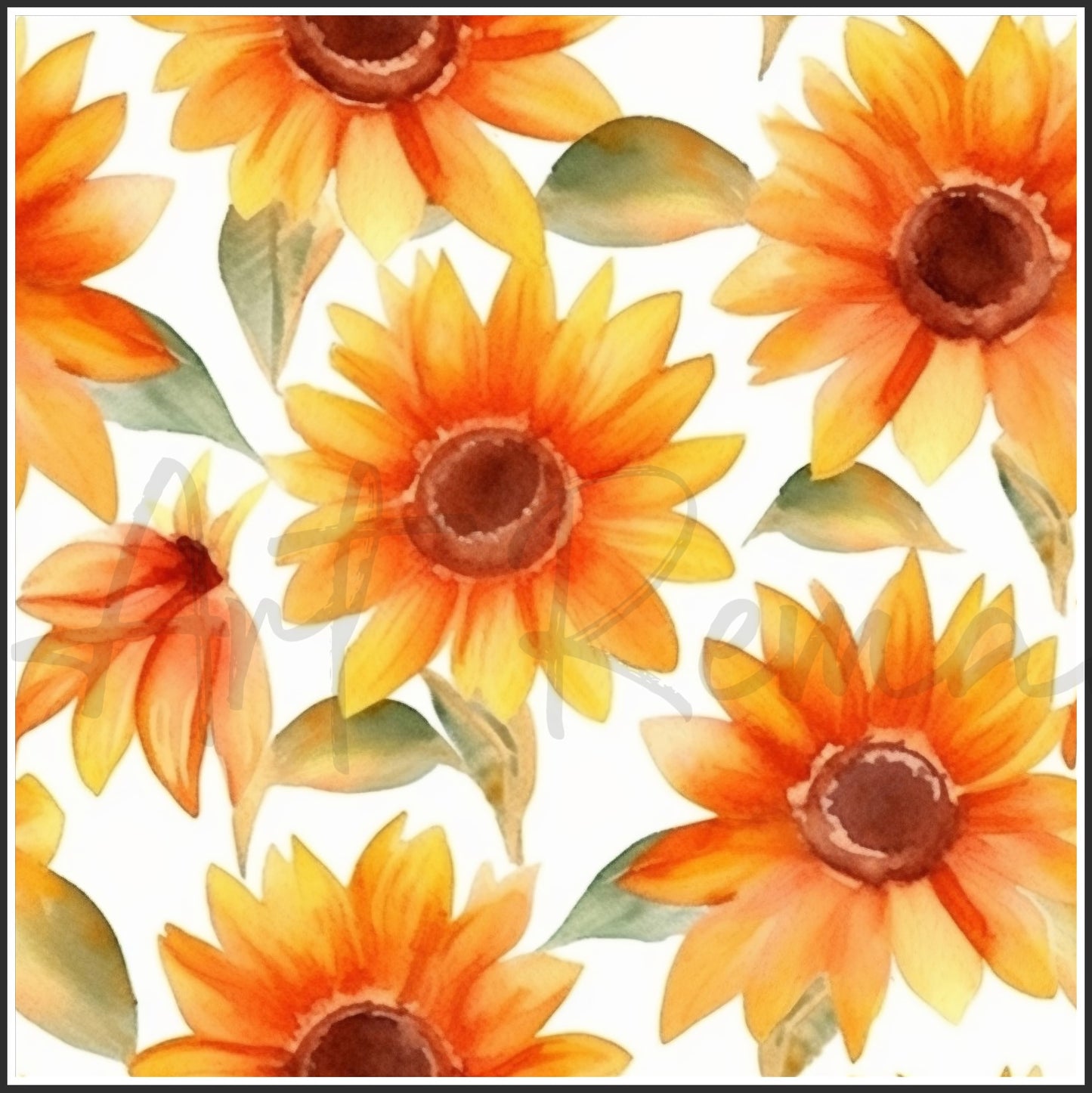 Orange Sunflower Art Digital Paper pack, seamless pattern / tiles, 3072 x 3072 pixels, 300dpi, JPEG, SVG, 24 images - ArtRemade