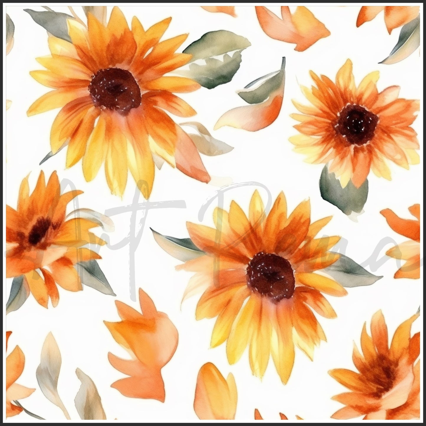 Orange Sunflower Art Digital Paper pack, seamless pattern / tiles, 3072 x 3072 pixels, 300dpi, JPEG, SVG, 24 images - ArtRemade