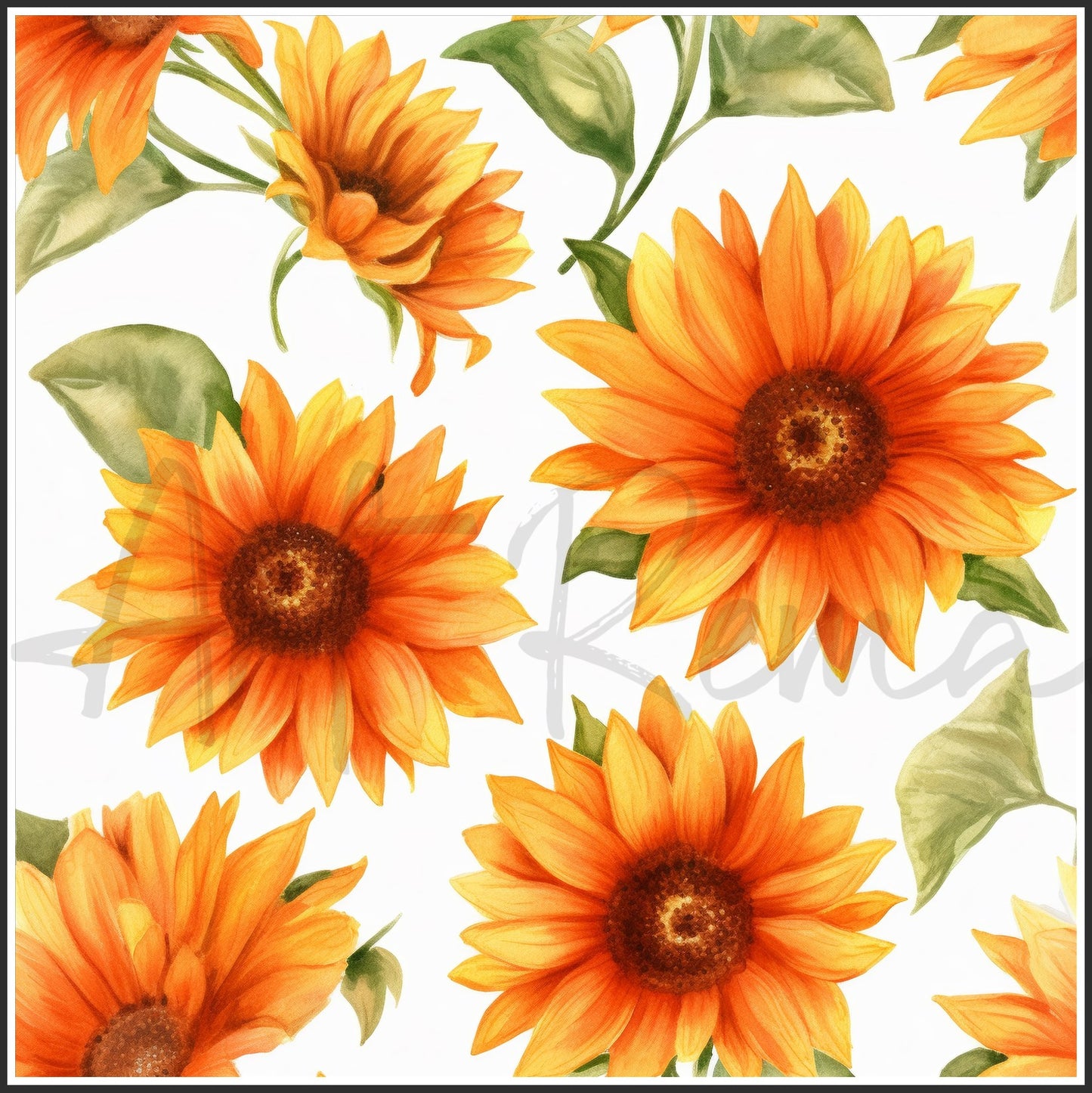 Orange Sunflower Art Digital Paper pack, seamless pattern / tiles, 3072 x 3072 pixels, 300dpi, JPEG, SVG, 24 images - ArtRemade