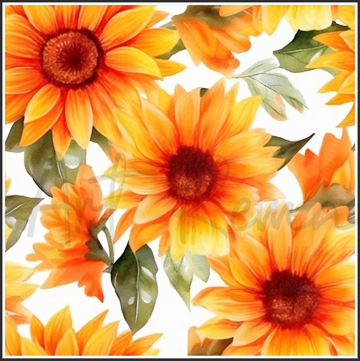Orange Sunflower Art Digital Paper pack, seamless pattern / tiles, 3072 x 3072 pixels, 300dpi, JPEG, SVG, 24 images - ArtRemade