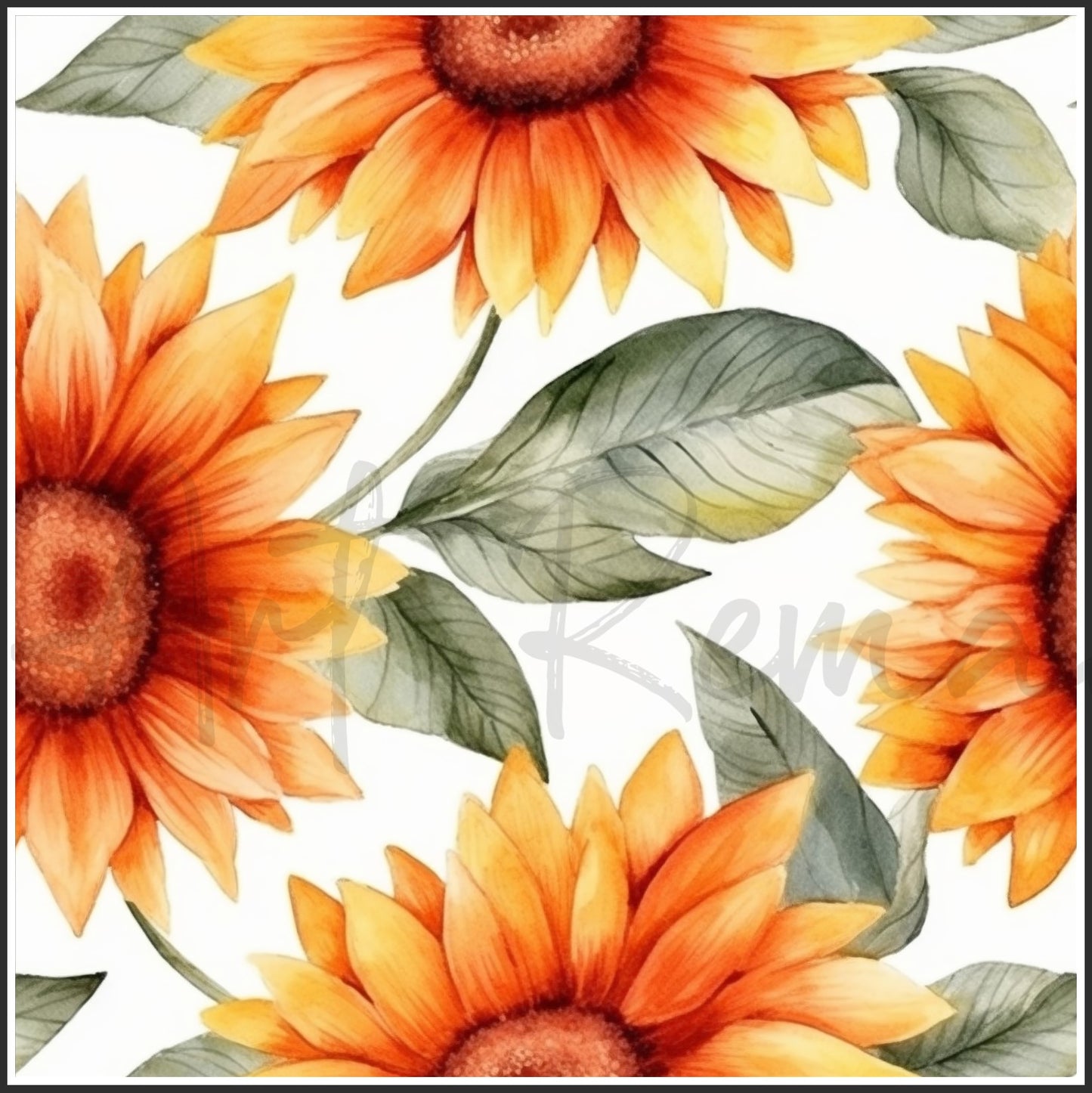 Orange Sunflower Art Digital Paper pack, seamless pattern / tiles, 3072 x 3072 pixels, 300dpi, JPEG, SVG, 24 images - ArtRemade