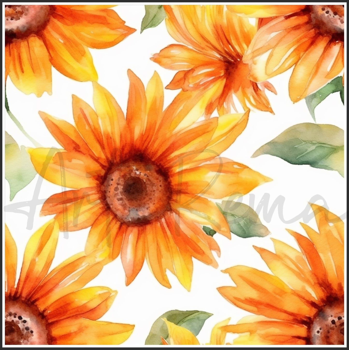Orange Sunflower Art Digital Paper pack, seamless pattern / tiles, 3072 x 3072 pixels, 300dpi, JPEG, SVG, 24 images - ArtRemade