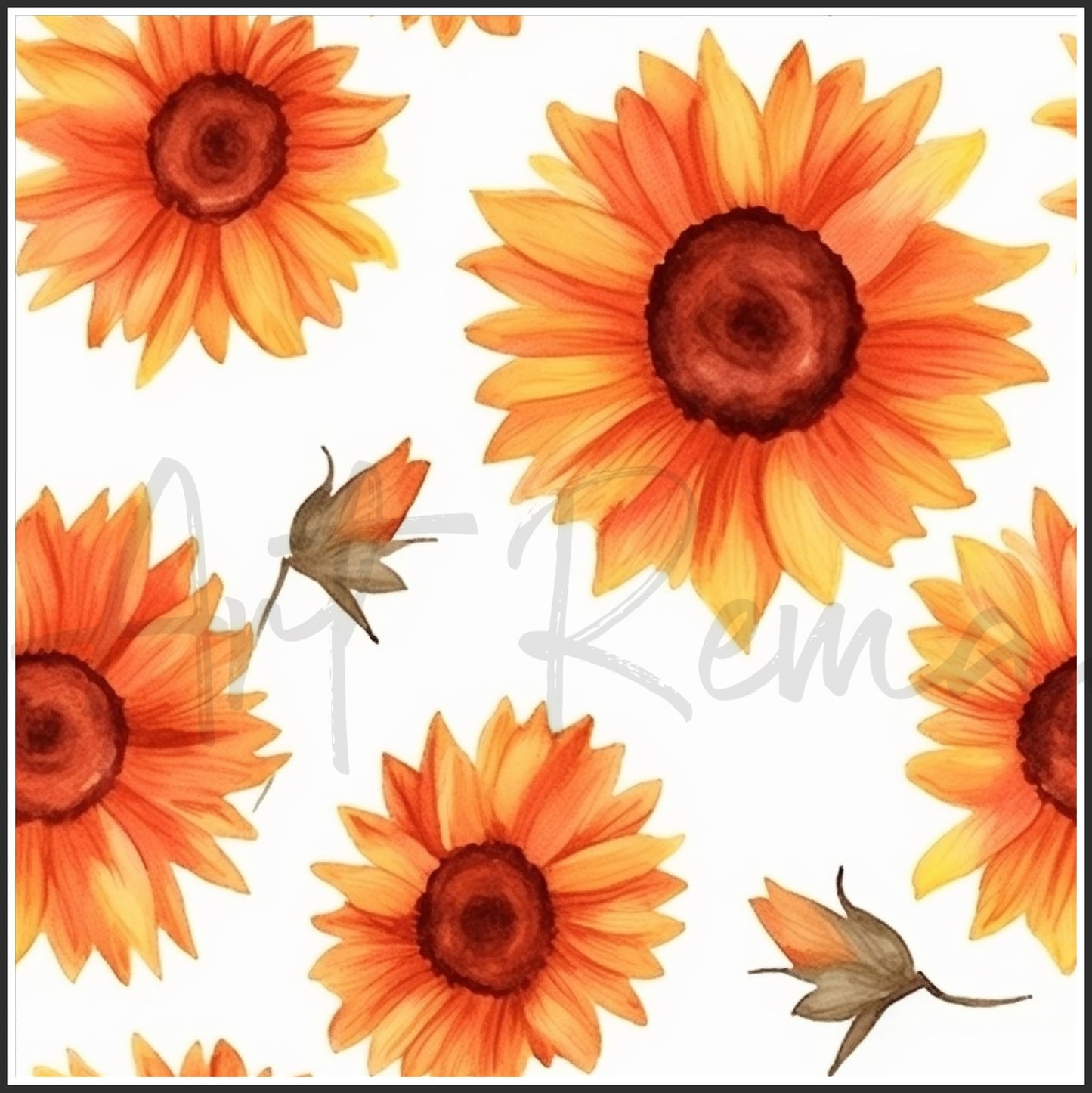 Orange Sunflower Art Digital Paper pack, seamless pattern / tiles, 3072 x 3072 pixels, 300dpi, JPEG, SVG, 24 images - ArtRemade