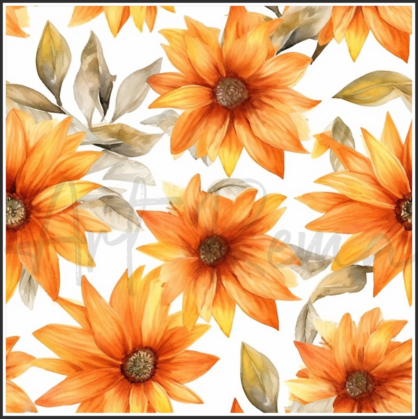 Orange Sunflower Art Digital Paper pack, seamless pattern / tiles, 3072 x 3072 pixels, 300dpi, JPEG, SVG, 24 images - ArtRemade