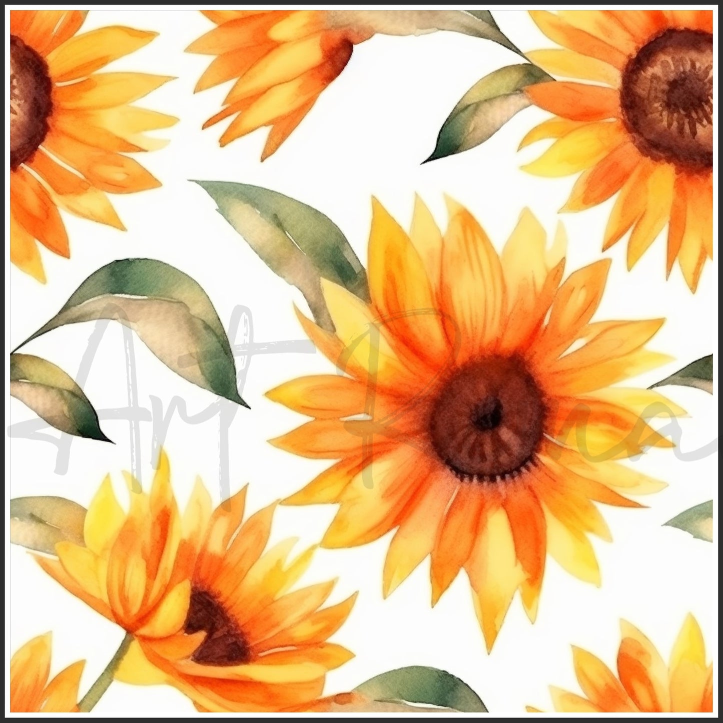 Orange Sunflower Art Digital Paper pack, seamless pattern / tiles, 3072 x 3072 pixels, 300dpi, JPEG, SVG, 24 images - ArtRemade