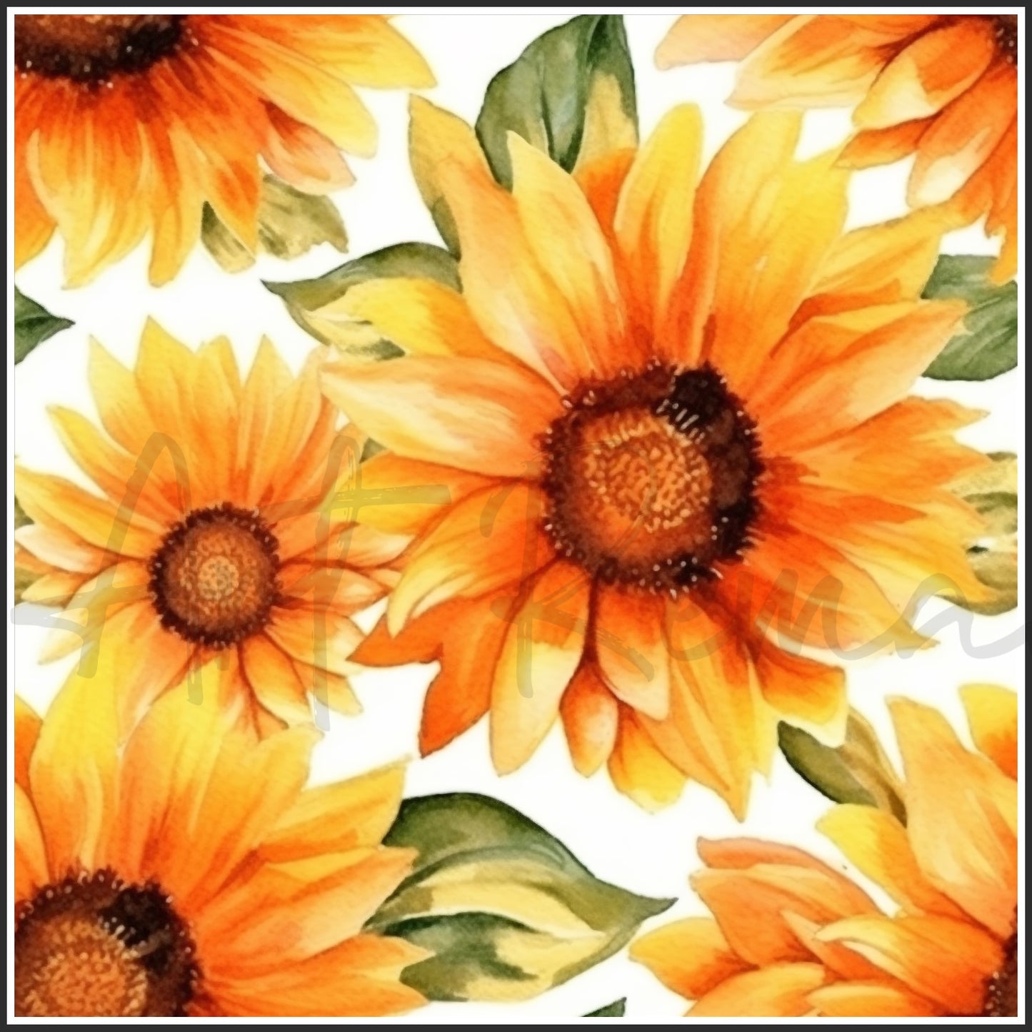 Orange Sunflower Art Digital Paper pack, seamless pattern / tiles, 3072 x 3072 pixels, 300dpi, JPEG, SVG, 24 images - ArtRemade
