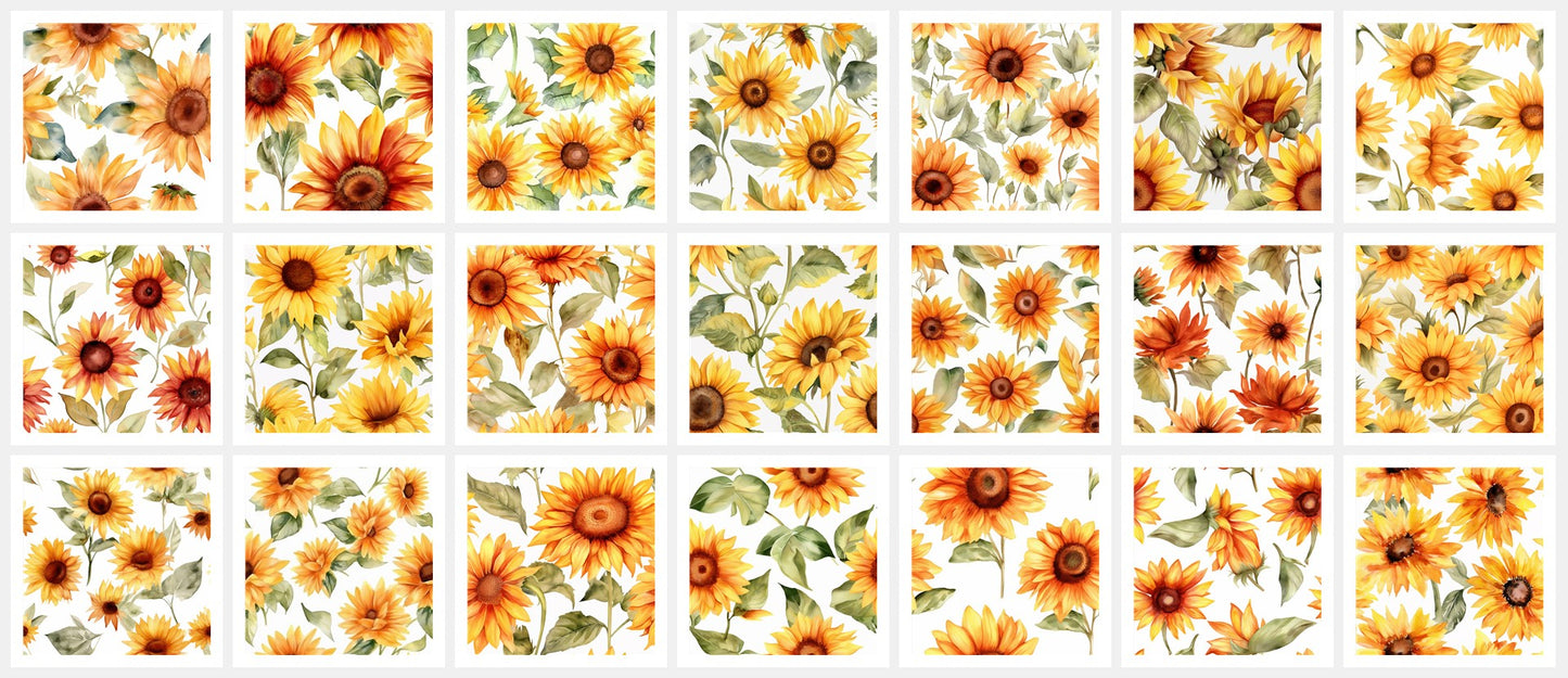 Strawberry Sunflower Art Digital Paper pack, seamless pattern / tiles, 3072 x 3072 pixels, 300dpi, JPEG, SVG, 21 images - ArtRemade