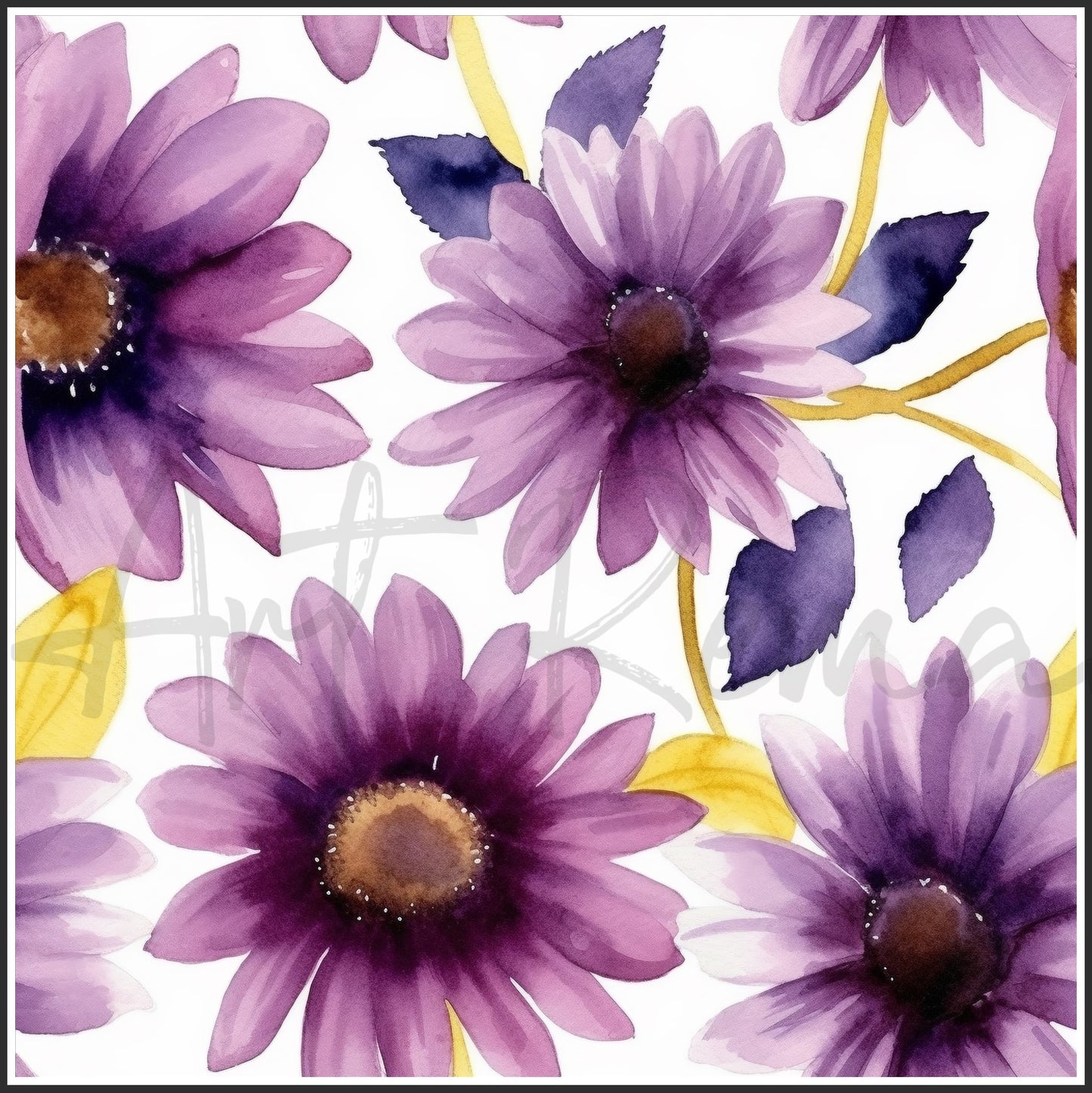 Purple Sunflower Art Digital Paper pack, seamless pattern / tiles, 3072 x 3072 pixels, 300dpi, JPEG, SVG, 24 images - ArtRemade
