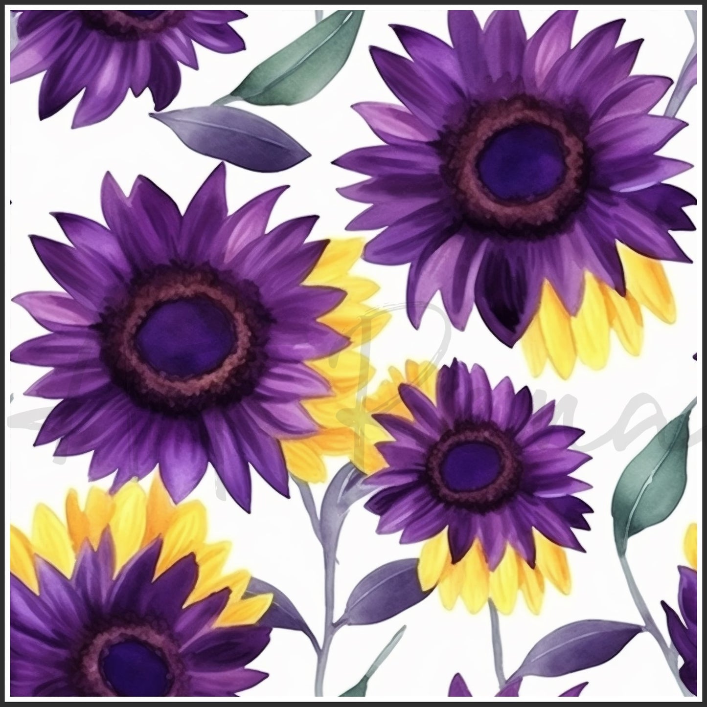 Purple Sunflower Art Digital Paper pack, seamless pattern / tiles, 3072 x 3072 pixels, 300dpi, JPEG, SVG, 24 images - ArtRemade