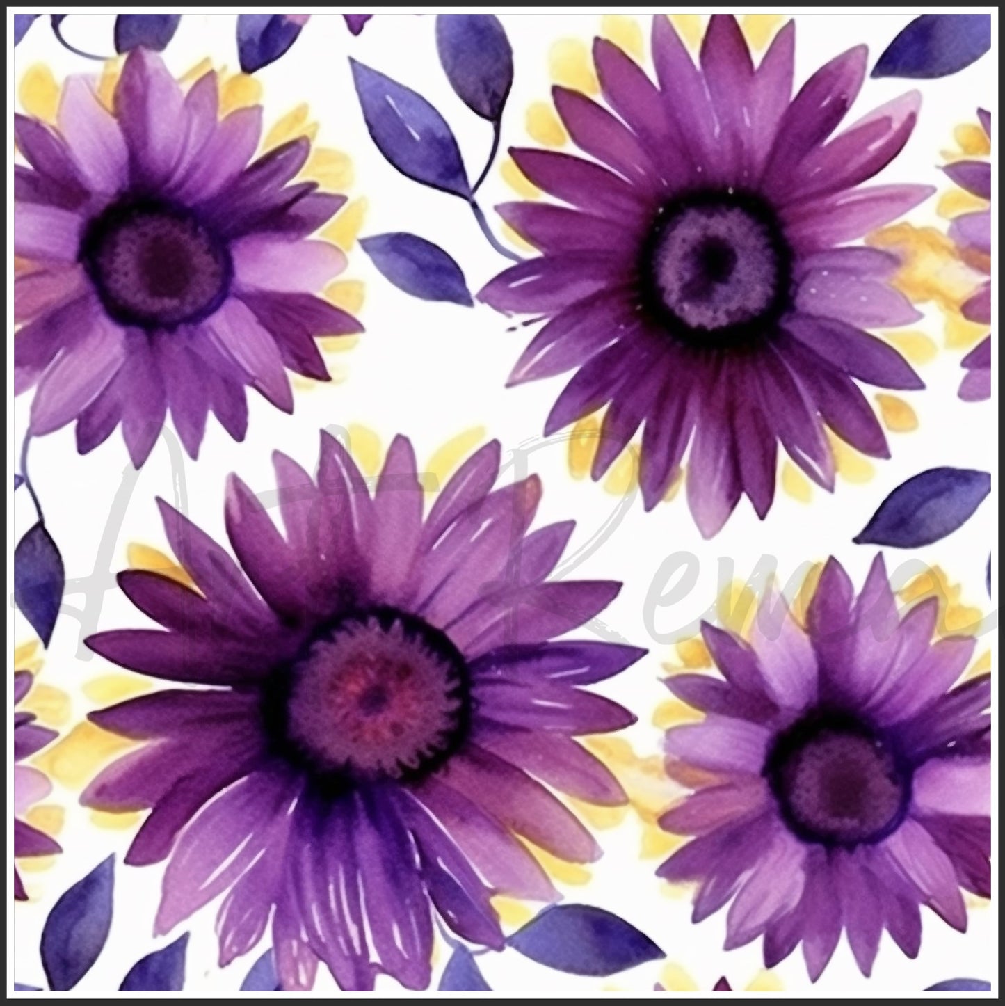 Purple Sunflower Art Digital Paper pack, seamless pattern / tiles, 3072 x 3072 pixels, 300dpi, JPEG, SVG, 24 images - ArtRemade