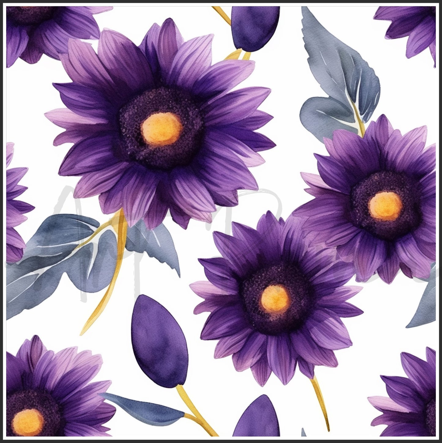 Purple Sunflower Art Digital Paper pack, seamless pattern / tiles, 3072 x 3072 pixels, 300dpi, JPEG, SVG, 24 images - ArtRemade