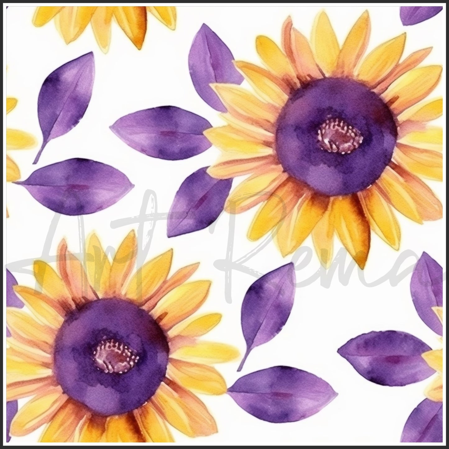 Purple Sunflower Art Digital Paper pack, seamless pattern / tiles, 3072 x 3072 pixels, 300dpi, JPEG, SVG, 24 images - ArtRemade