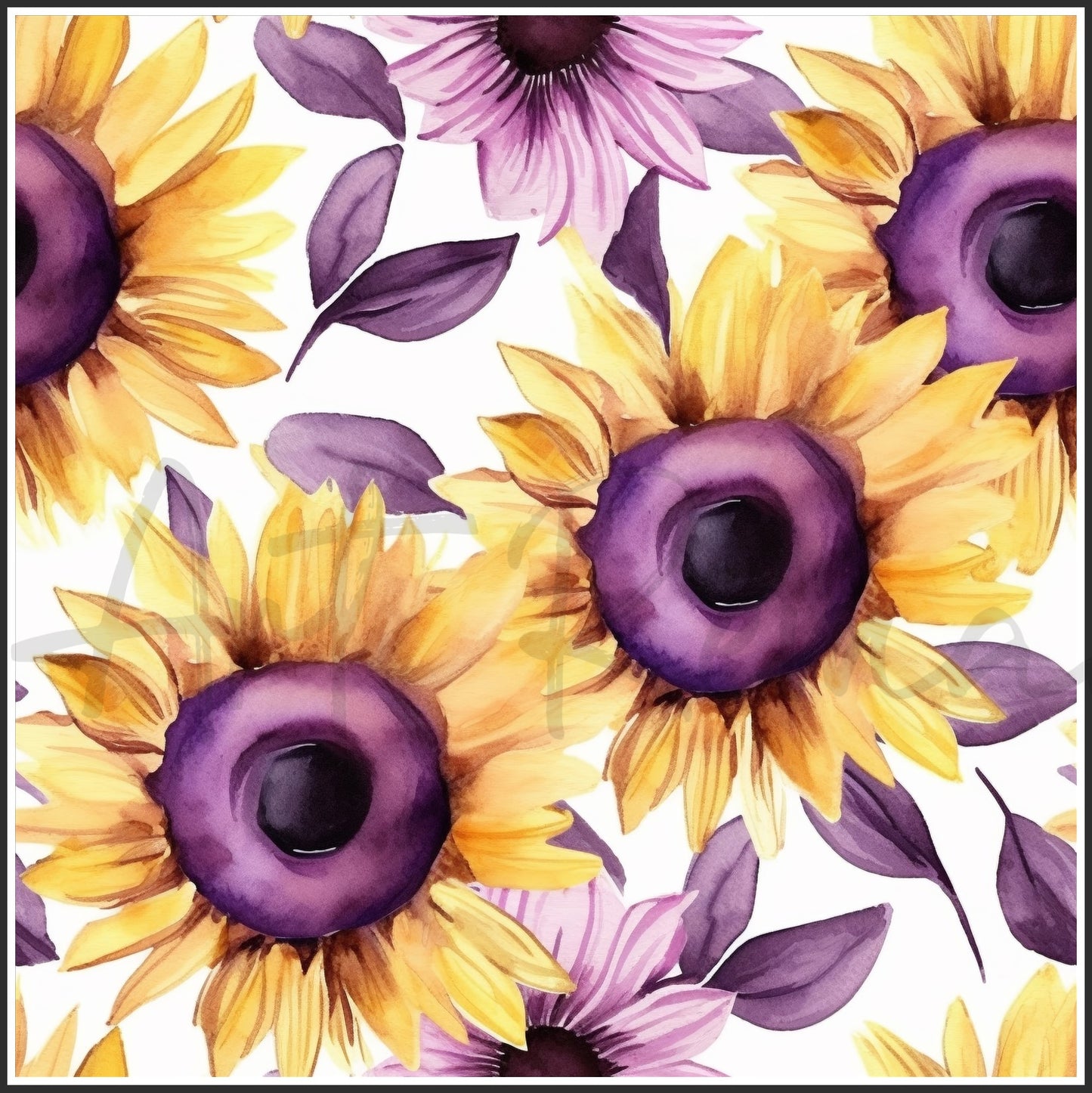 Purple Sunflower Art Digital Paper pack, seamless pattern / tiles, 3072 x 3072 pixels, 300dpi, JPEG, SVG, 24 images - ArtRemade