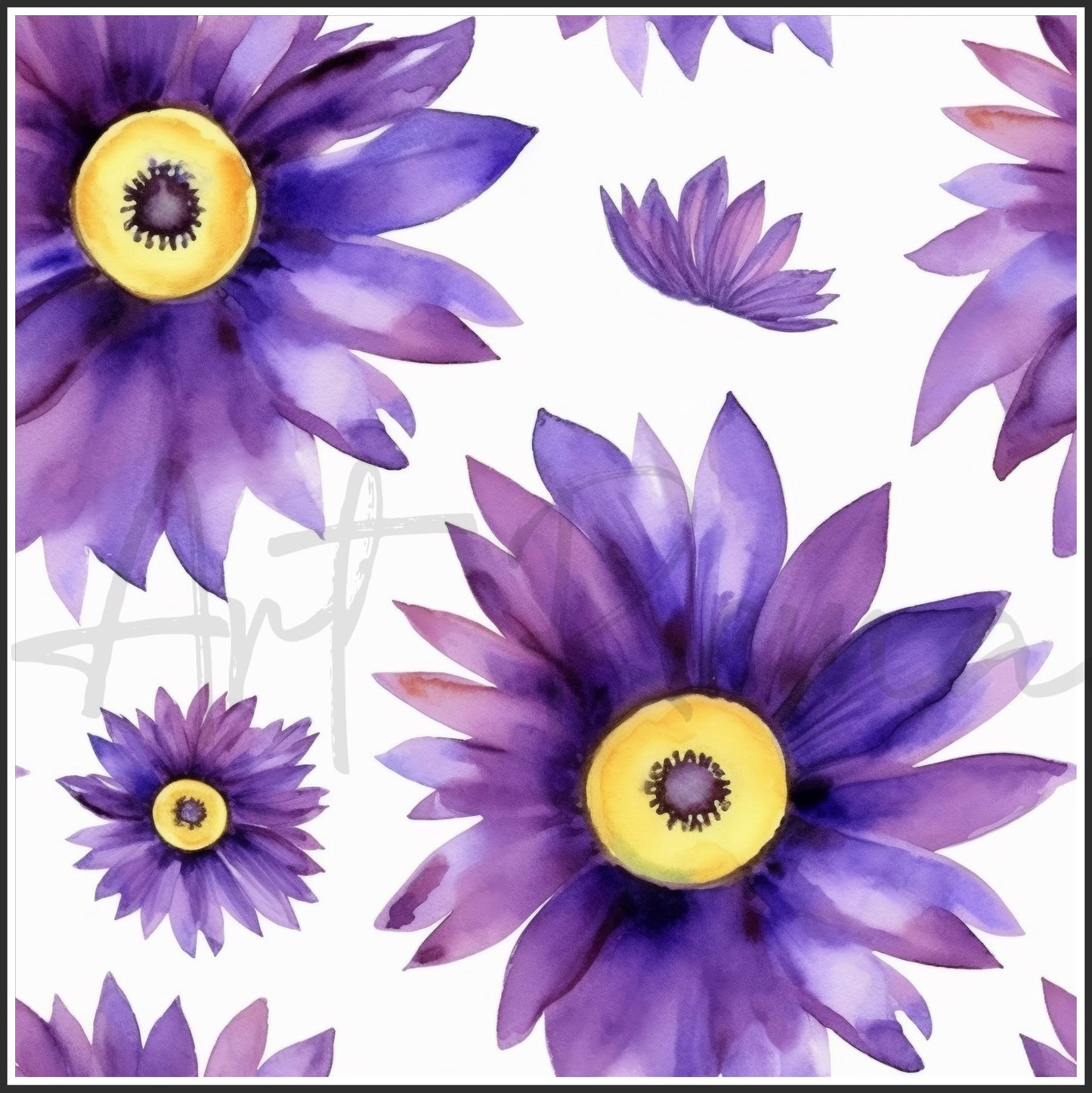 Purple Sunflower Art Digital Paper pack, seamless pattern / tiles, 3072 x 3072 pixels, 300dpi, JPEG, SVG, 24 images - ArtRemade