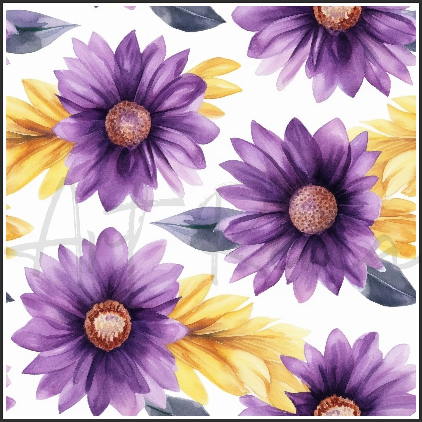 Purple Sunflower Art Digital Paper pack, seamless pattern / tiles, 3072 x 3072 pixels, 300dpi, JPEG, SVG, 24 images - ArtRemade