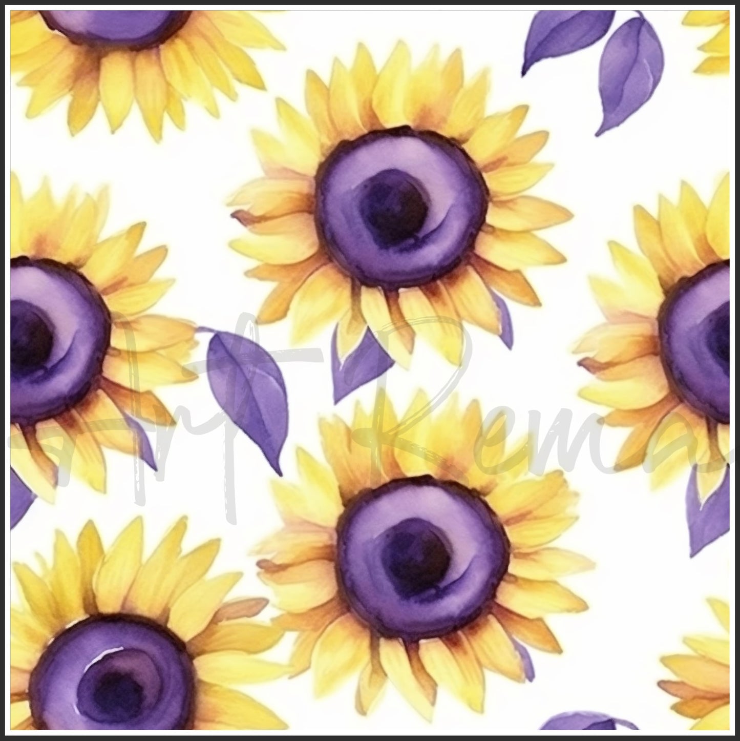Purple Sunflower Art Digital Paper pack, seamless pattern / tiles, 3072 x 3072 pixels, 300dpi, JPEG, SVG, 24 images - ArtRemade