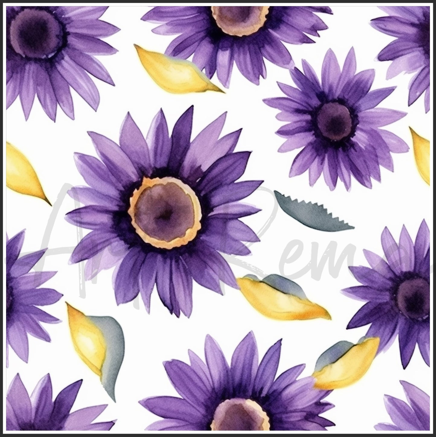 Purple Sunflower Art Digital Paper pack, seamless pattern / tiles, 3072 x 3072 pixels, 300dpi, JPEG, SVG, 24 images - ArtRemade