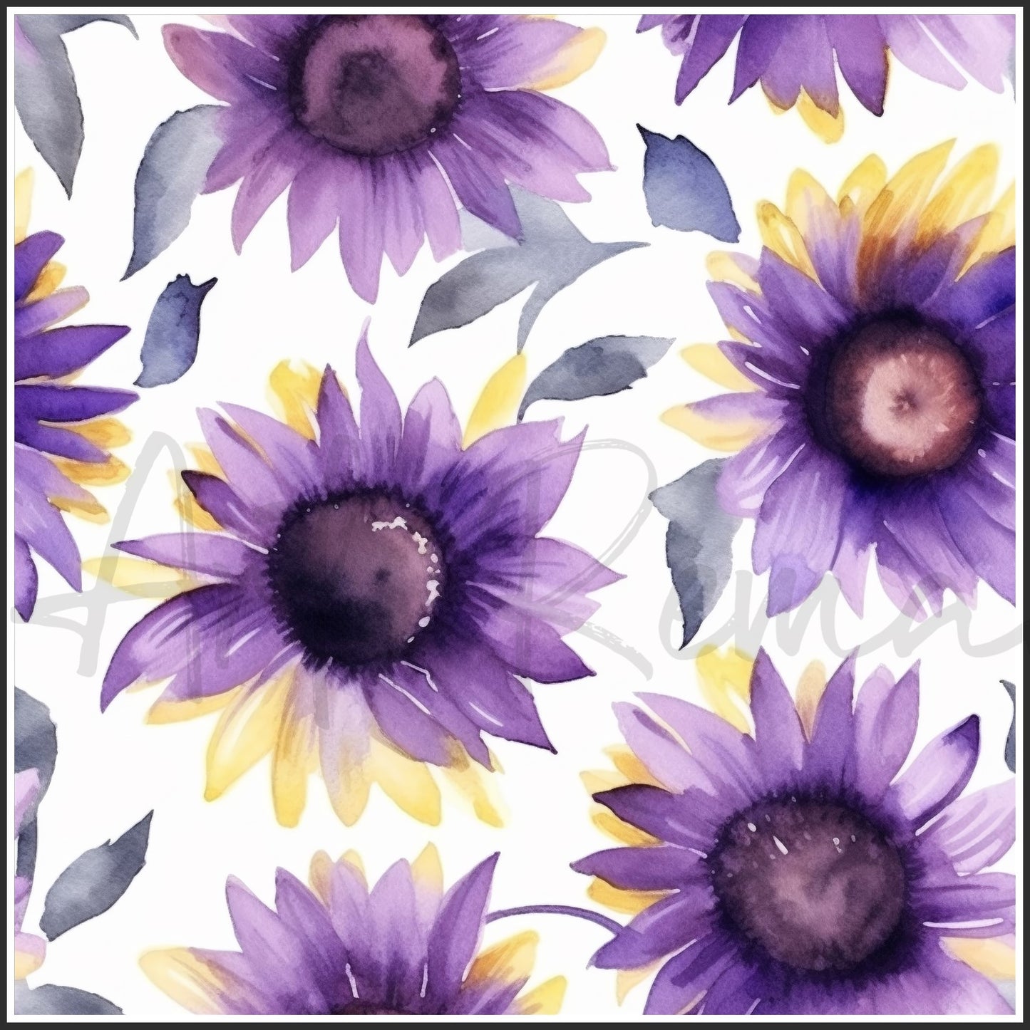Purple Sunflower Art Digital Paper pack, seamless pattern / tiles, 3072 x 3072 pixels, 300dpi, JPEG, SVG, 24 images - ArtRemade