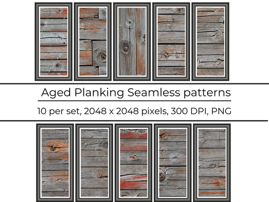 Weathered timber pack, seamless pattern / seamless texture 2048*2048 pixels, 300dpi, PNG 10 images