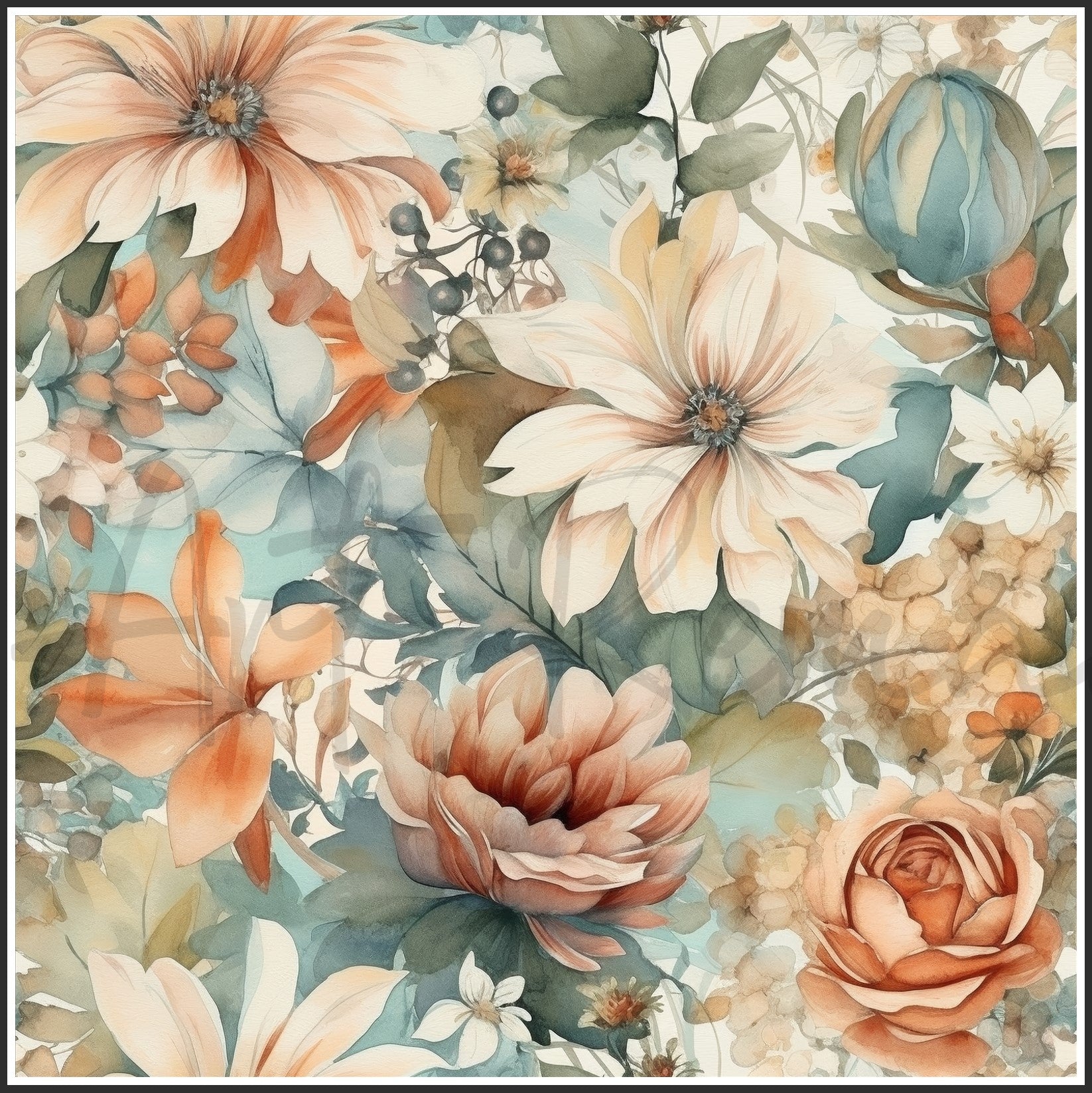 Old Fashioned Flowers Art Digital Paper pack, seamless pattern / tiles, 3072 x 3072 pixels, 300dpi, JPEG, SVG, 32 images - ArtRemade