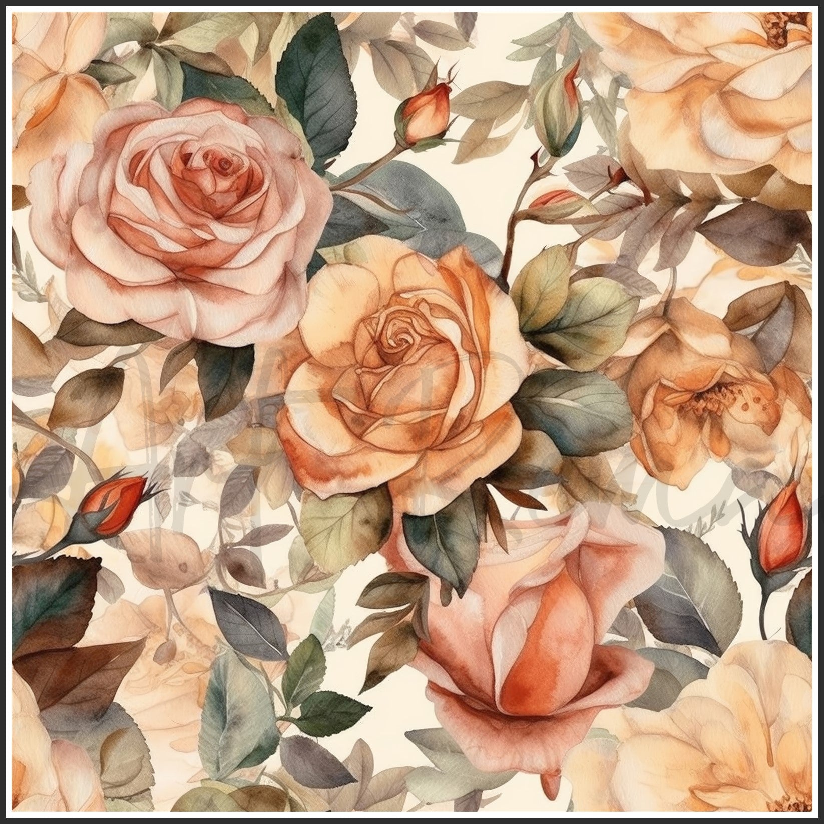 Old Fashioned Roses Art Digital Paper pack, seamless pattern / tiles, 3072 x 3072 pixels, 300dpi, JPEG, SVG, 32 images - ArtRemade