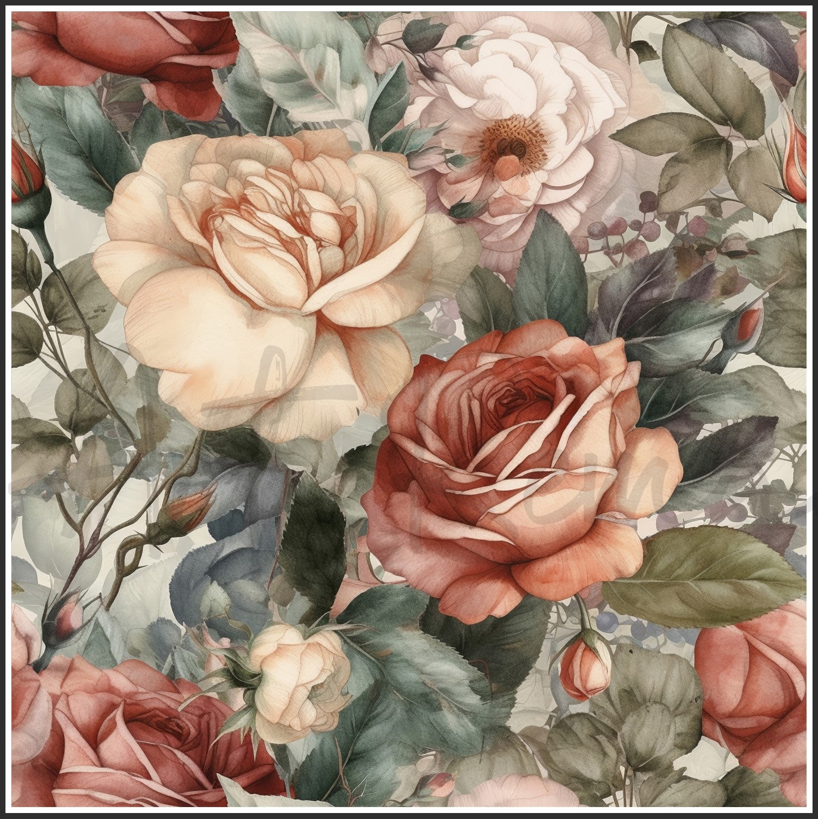 Old Fashioned Roses Art Digital Paper pack, seamless pattern / tiles, 3072 x 3072 pixels, 300dpi, JPEG, SVG, 32 images - ArtRemade