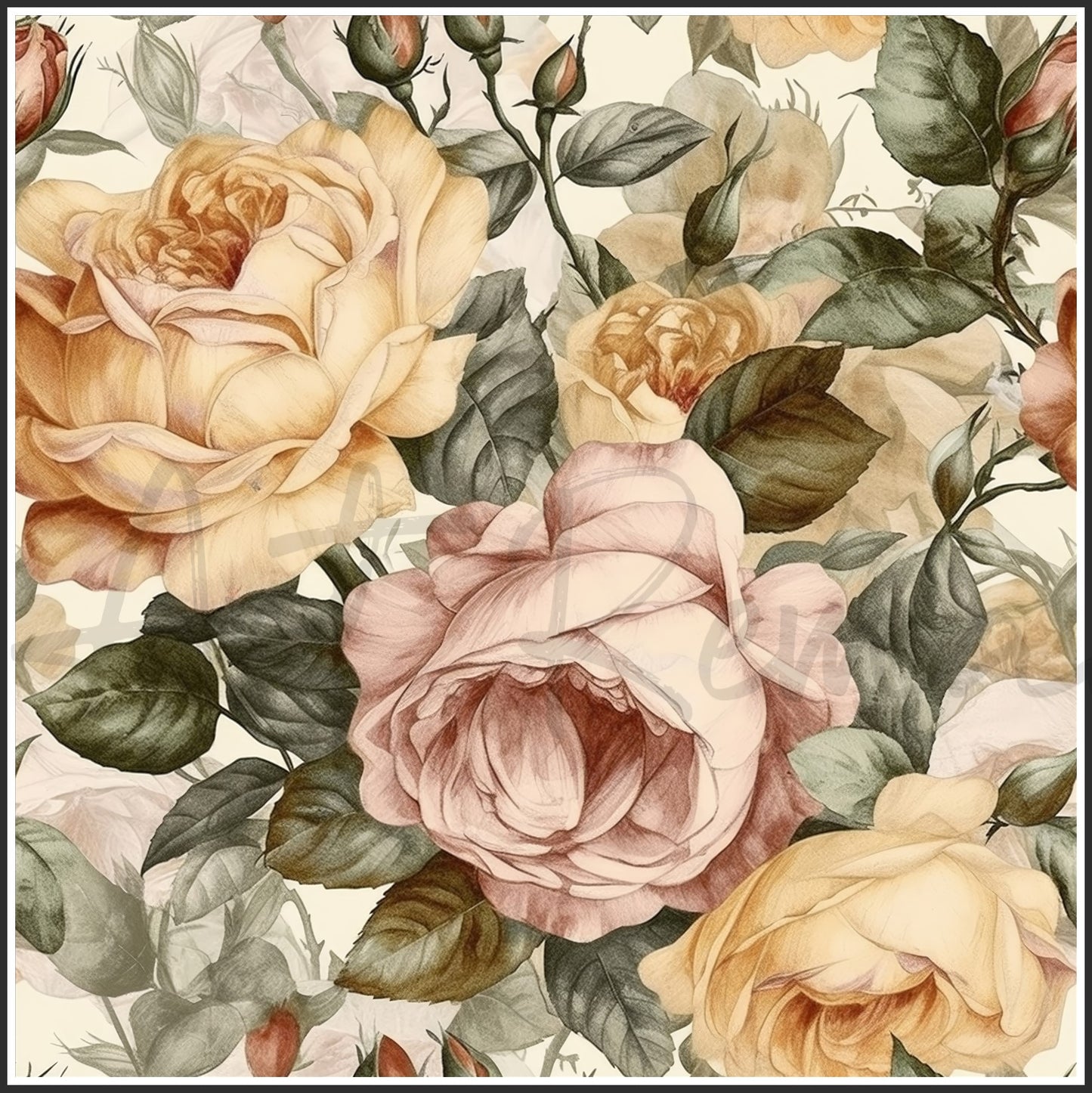 Old Fashioned Roses Art Digital Paper pack, seamless pattern / tiles, 3072 x 3072 pixels, 300dpi, JPEG, SVG, 32 images - ArtRemade