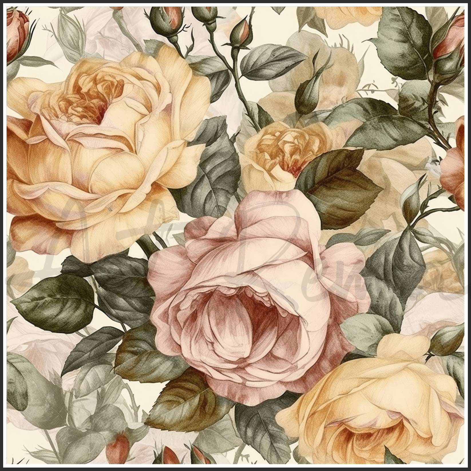 Old Fashioned Roses Art Digital Paper pack, seamless pattern / tiles, 3072 x 3072 pixels, 300dpi, JPEG, SVG, 32 images - ArtRemade