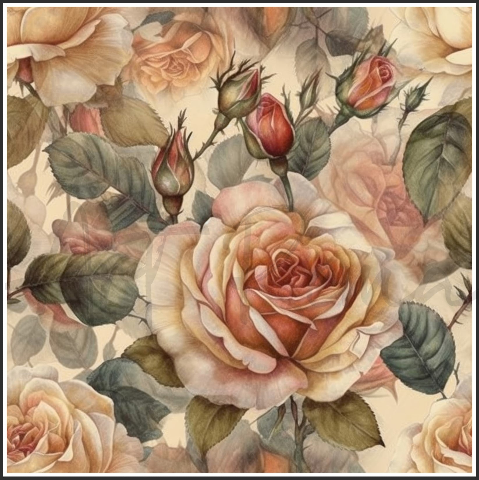 Old Fashioned Roses Art Digital Paper pack, seamless pattern / tiles, 3072 x 3072 pixels, 300dpi, JPEG, SVG, 32 images - ArtRemade