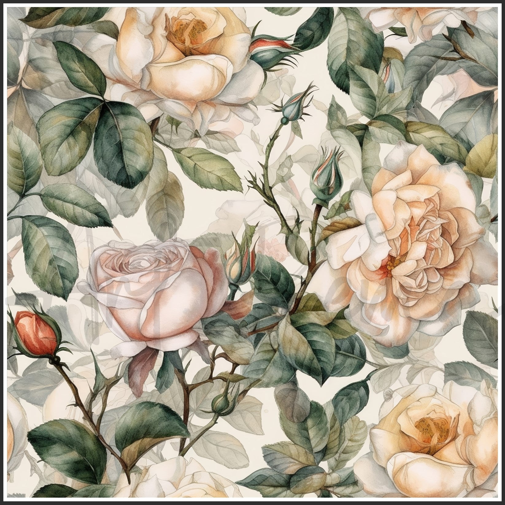 Old Fashioned Roses Art Digital Paper pack, seamless pattern / tiles, 3072 x 3072 pixels, 300dpi, JPEG, SVG, 32 images - ArtRemade