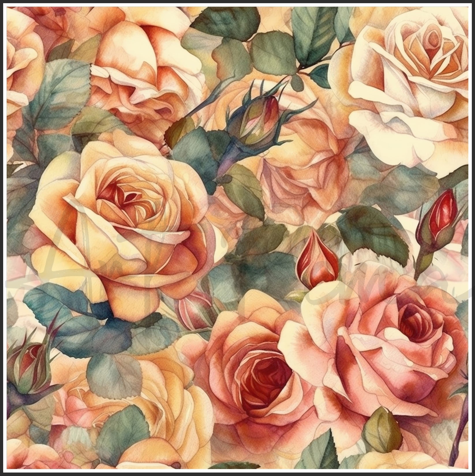 Old Fashioned Roses Art Digital Paper pack, seamless pattern / tiles, 3072 x 3072 pixels, 300dpi, JPEG, SVG, 32 images - ArtRemade