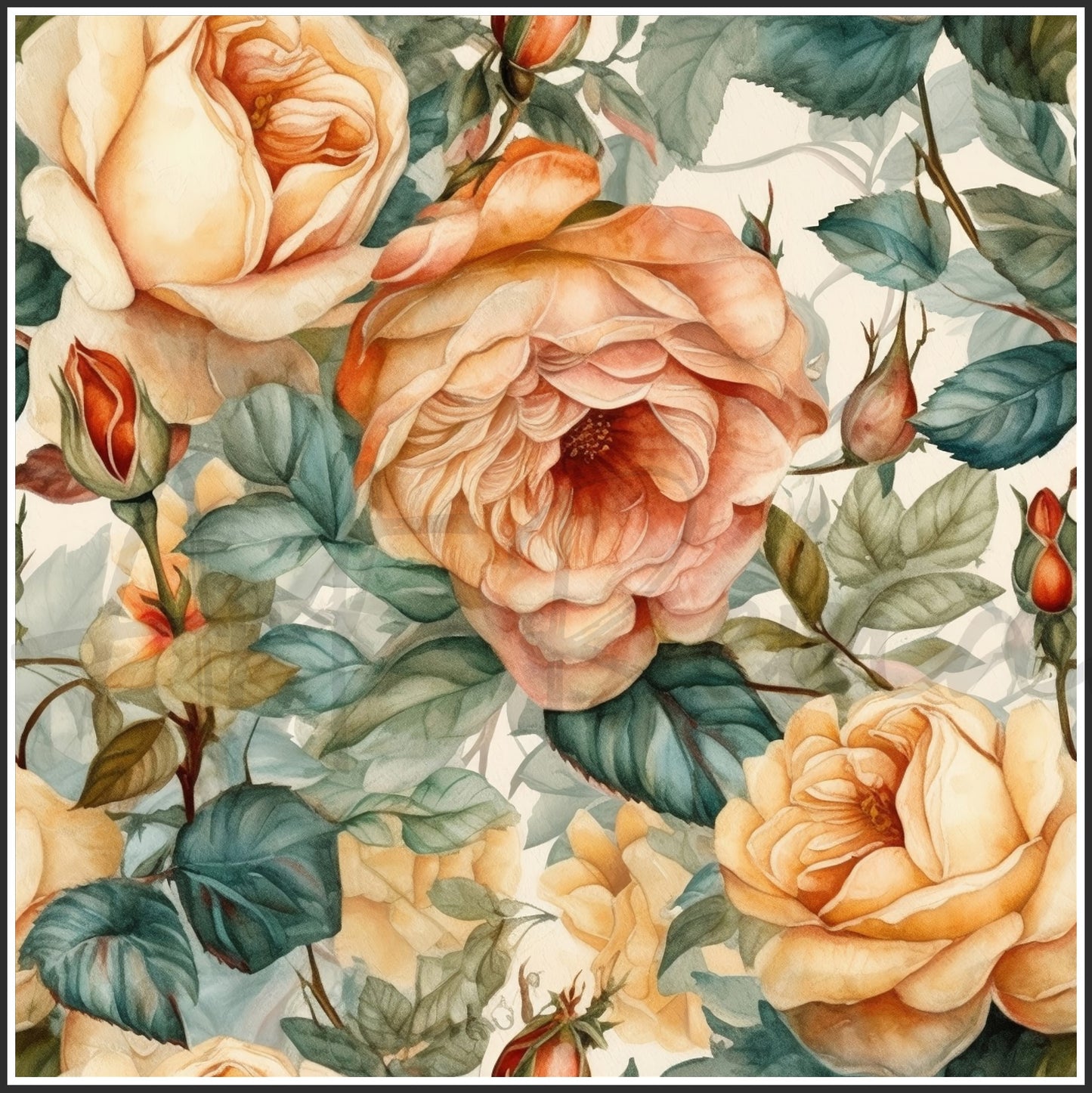 Old Fashioned Roses Art Digital Paper pack, seamless pattern / tiles, 3072 x 3072 pixels, 300dpi, JPEG, SVG, 32 images - ArtRemade