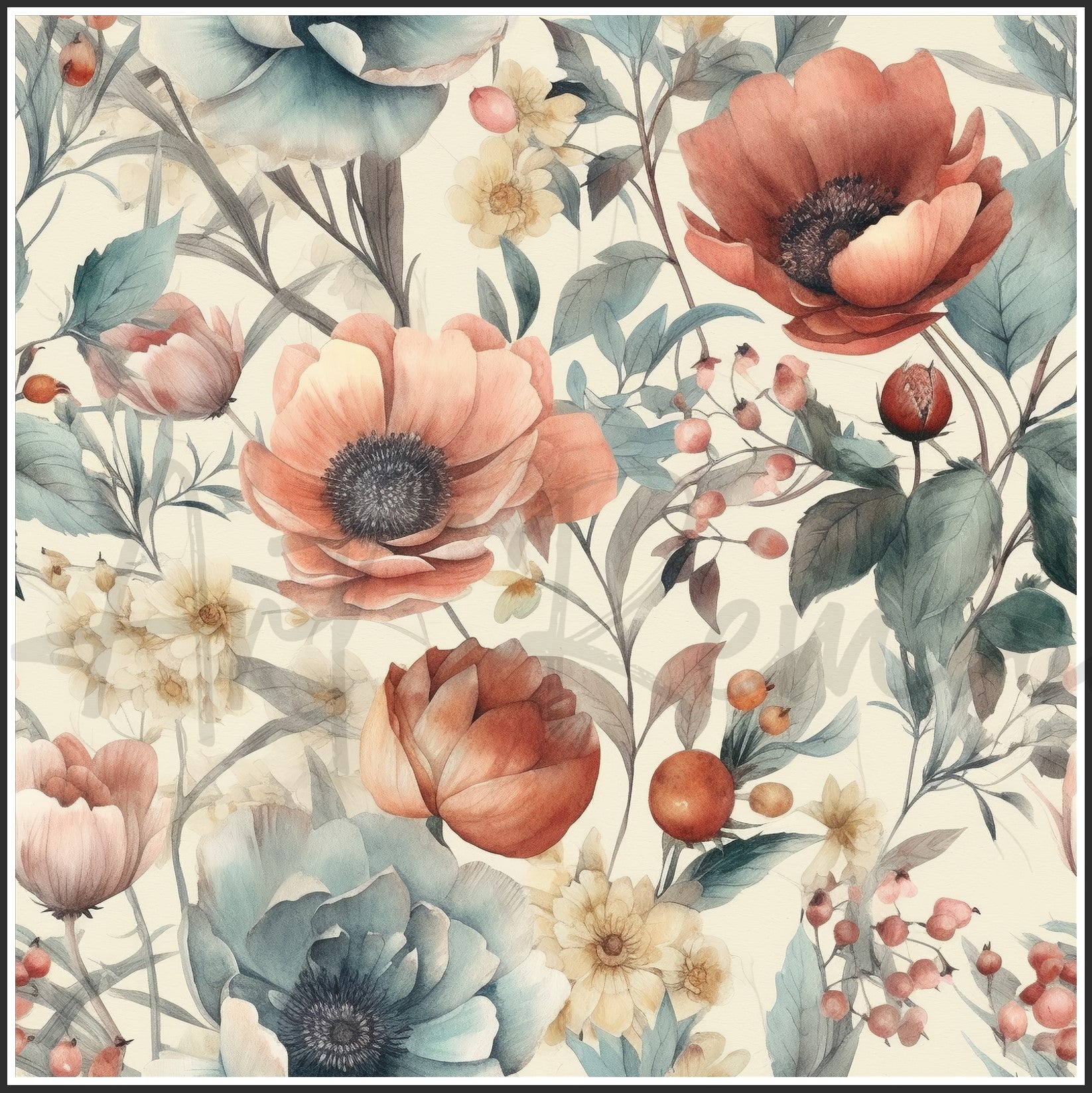 Old Fashioned Flowers Art Digital Paper pack, seamless pattern / tiles, 3072 x 3072 pixels, 300dpi, JPEG, SVG, 32 images - ArtRemade
