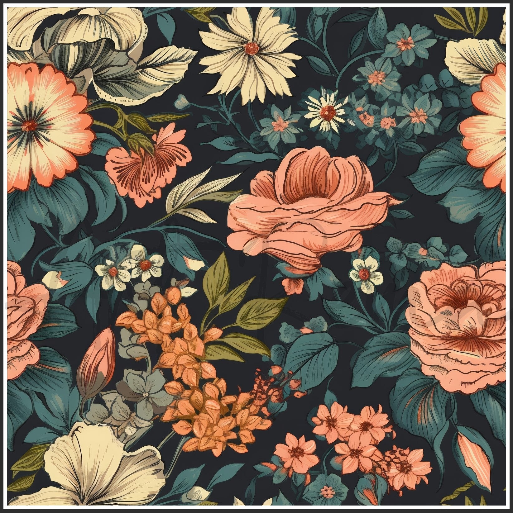 Old Fashioned Flowers Art Digital Paper pack, seamless pattern / tiles, 3072 x 3072 pixels, 300dpi, JPEG, SVG, 32 images - ArtRemade