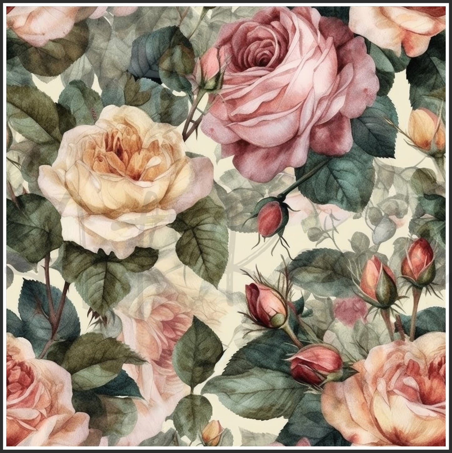Old Fashioned Roses Art Digital Paper pack, seamless pattern / tiles, 3072 x 3072 pixels, 300dpi, JPEG, SVG, 32 images - ArtRemade