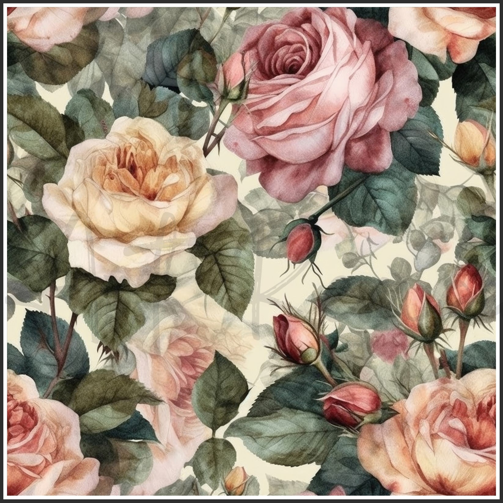 Old Fashioned Roses Art Digital Paper pack, seamless pattern / tiles, 3072 x 3072 pixels, 300dpi, JPEG, SVG, 32 images - ArtRemade