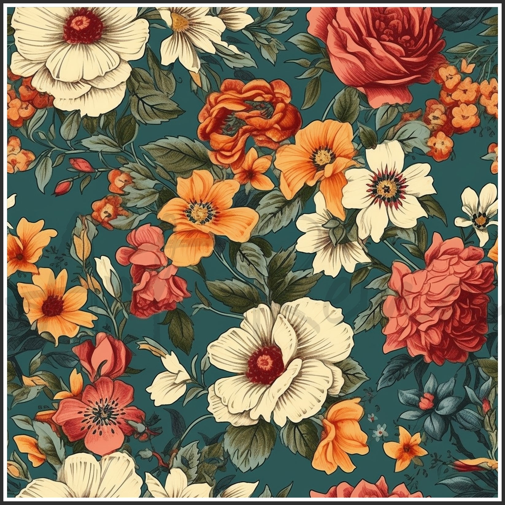 Old Fashioned Flowers Art Digital Paper pack, seamless pattern / tiles, 3072 x 3072 pixels, 300dpi, JPEG, SVG, 32 images - ArtRemade