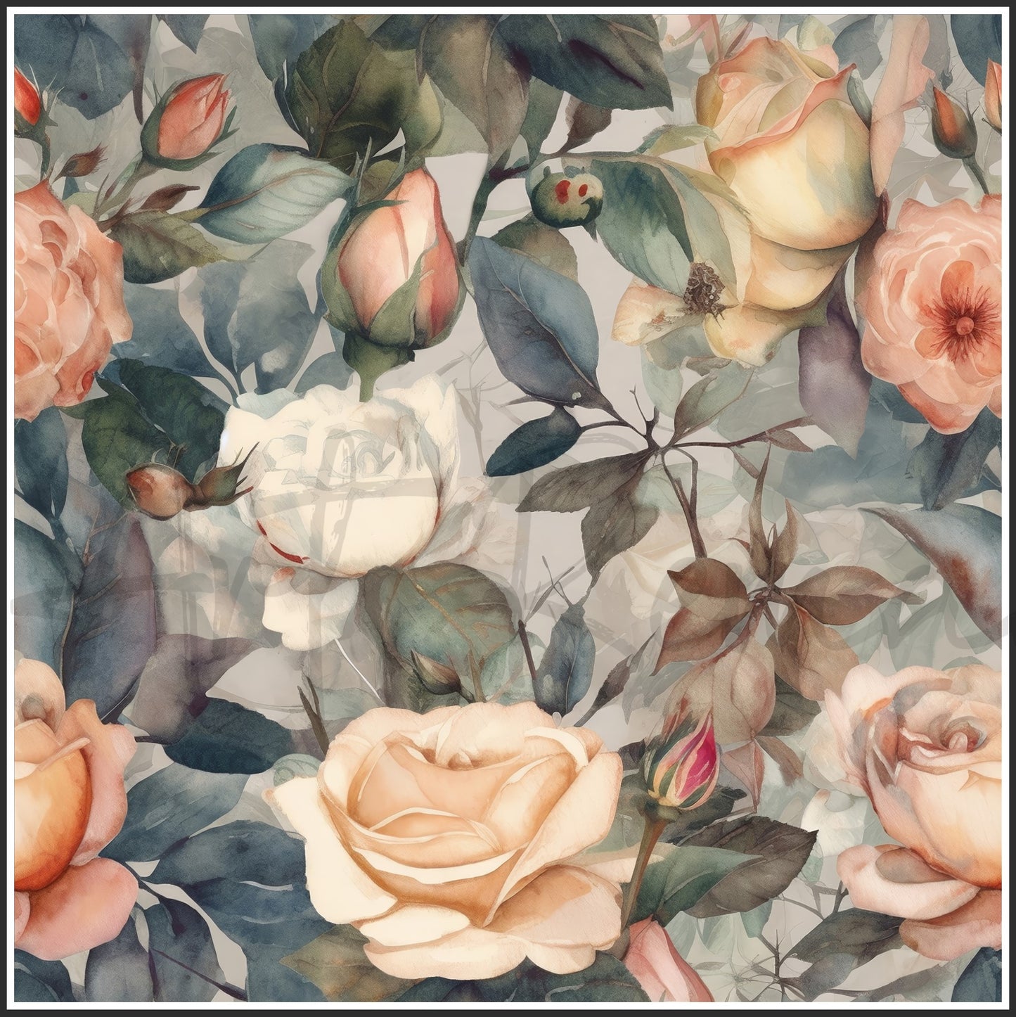 Old Fashioned Roses Art Digital Paper pack, seamless pattern / tiles, 3072 x 3072 pixels, 300dpi, JPEG, SVG, 32 images - ArtRemade