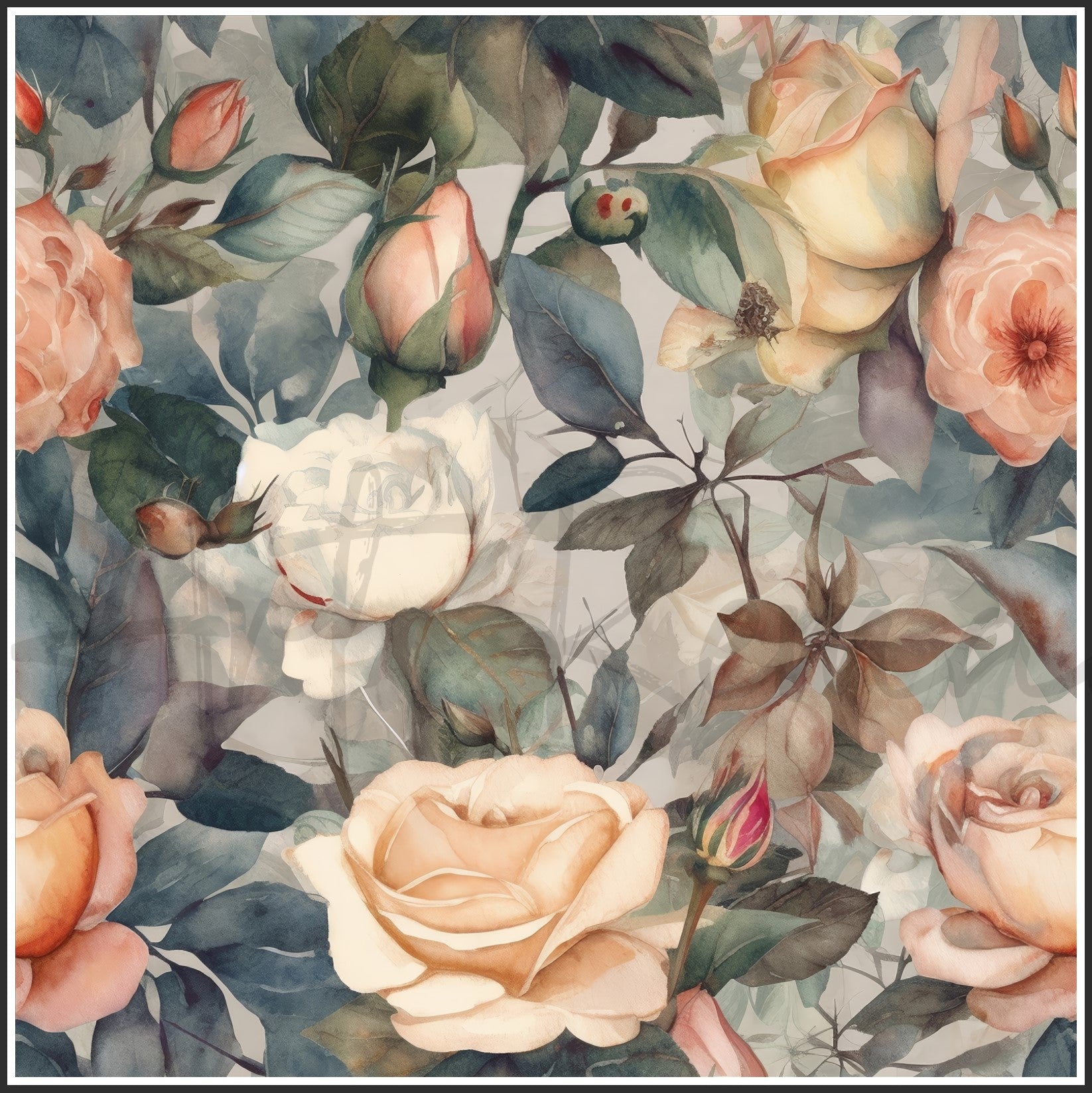 Old Fashioned Roses Art Digital Paper pack, seamless pattern / tiles, 3072 x 3072 pixels, 300dpi, JPEG, SVG, 32 images - ArtRemade