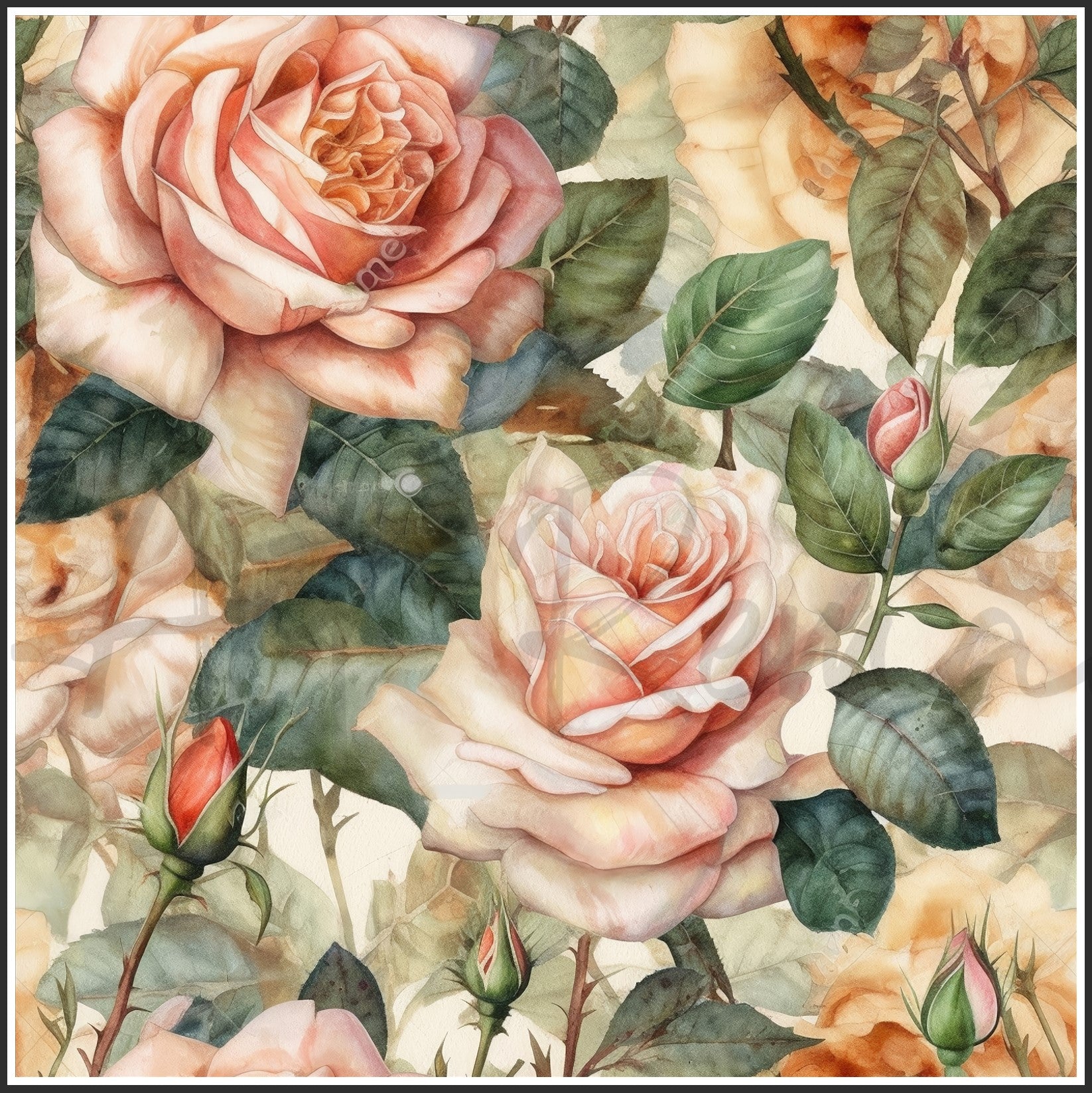 Old Fashioned Roses Art Digital Paper pack, seamless pattern / tiles, 3072 x 3072 pixels, 300dpi, JPEG, SVG, 32 images - ArtRemade