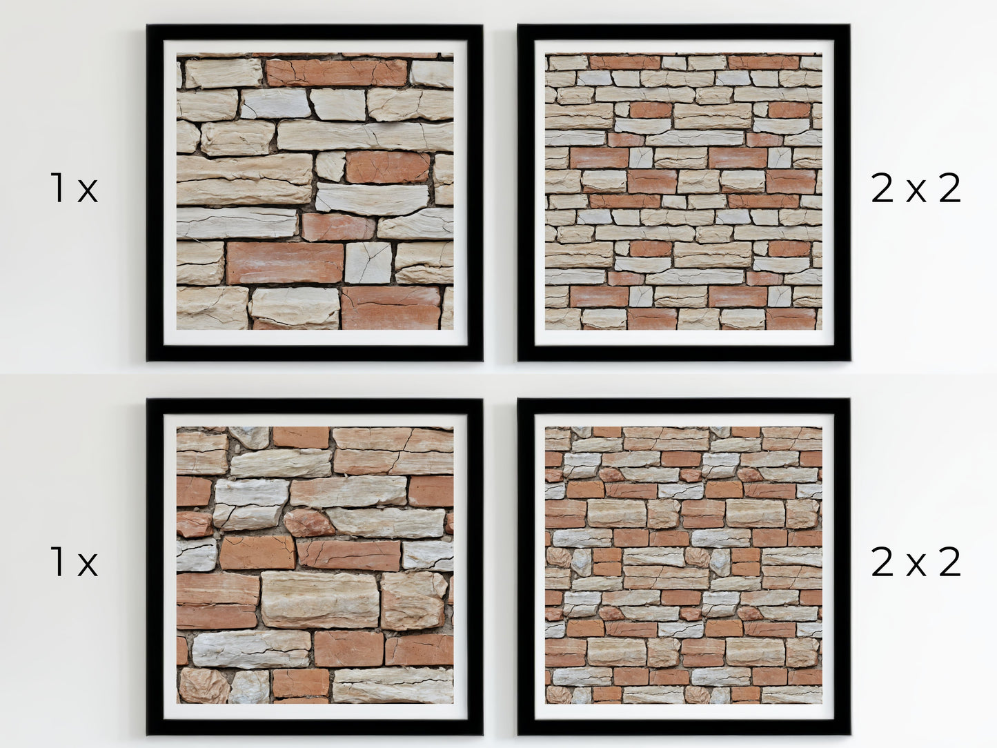 Beige and Orange Brick Wall pack, seamless pattern / seamless texture 2048*2048 pixels, 300dpi, PNG 10 images