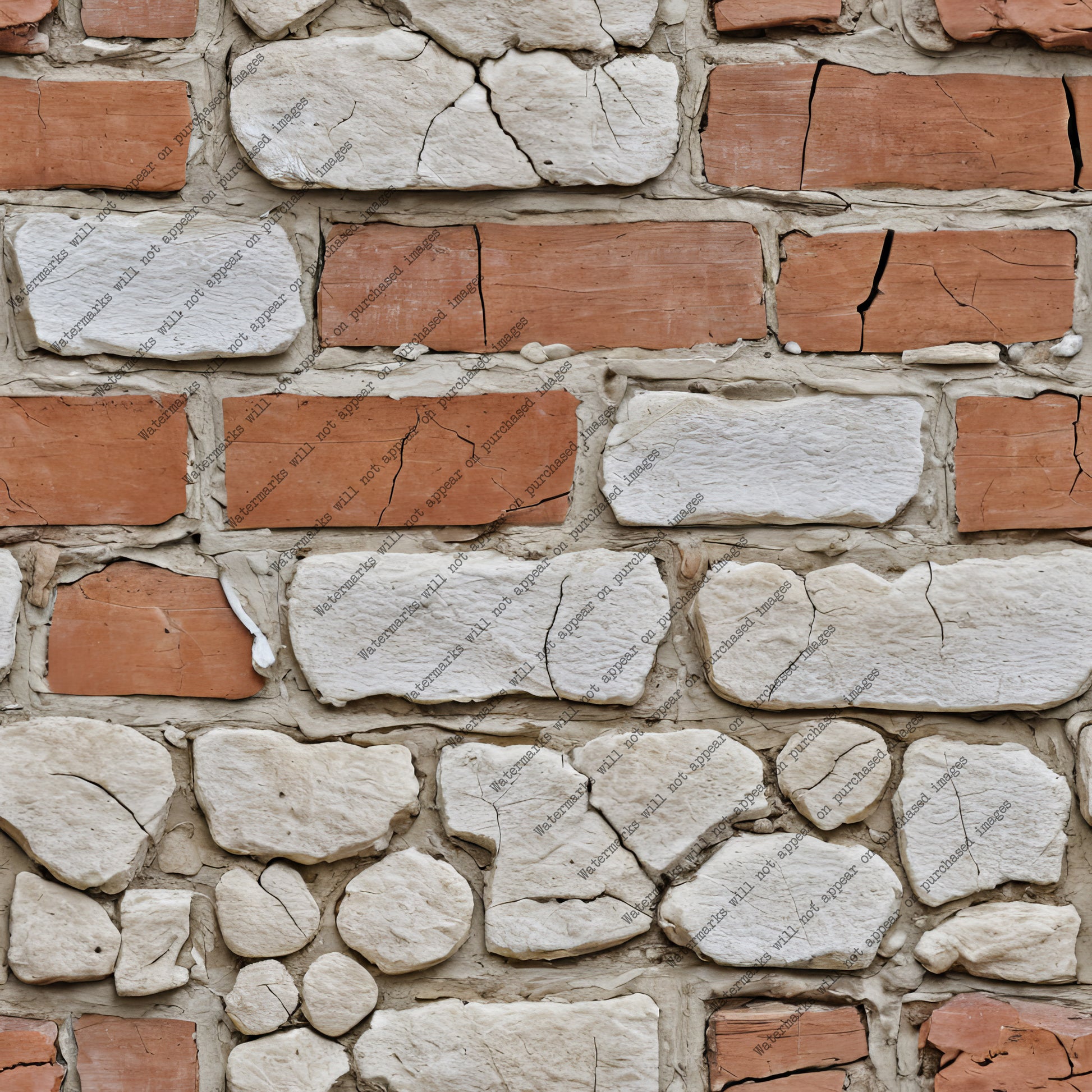 Beige and Orange Brick Wall pack, seamless pattern / tiles / texture 2048*2048 pixels, 300dpi, PNG 10 images - ArtRemade