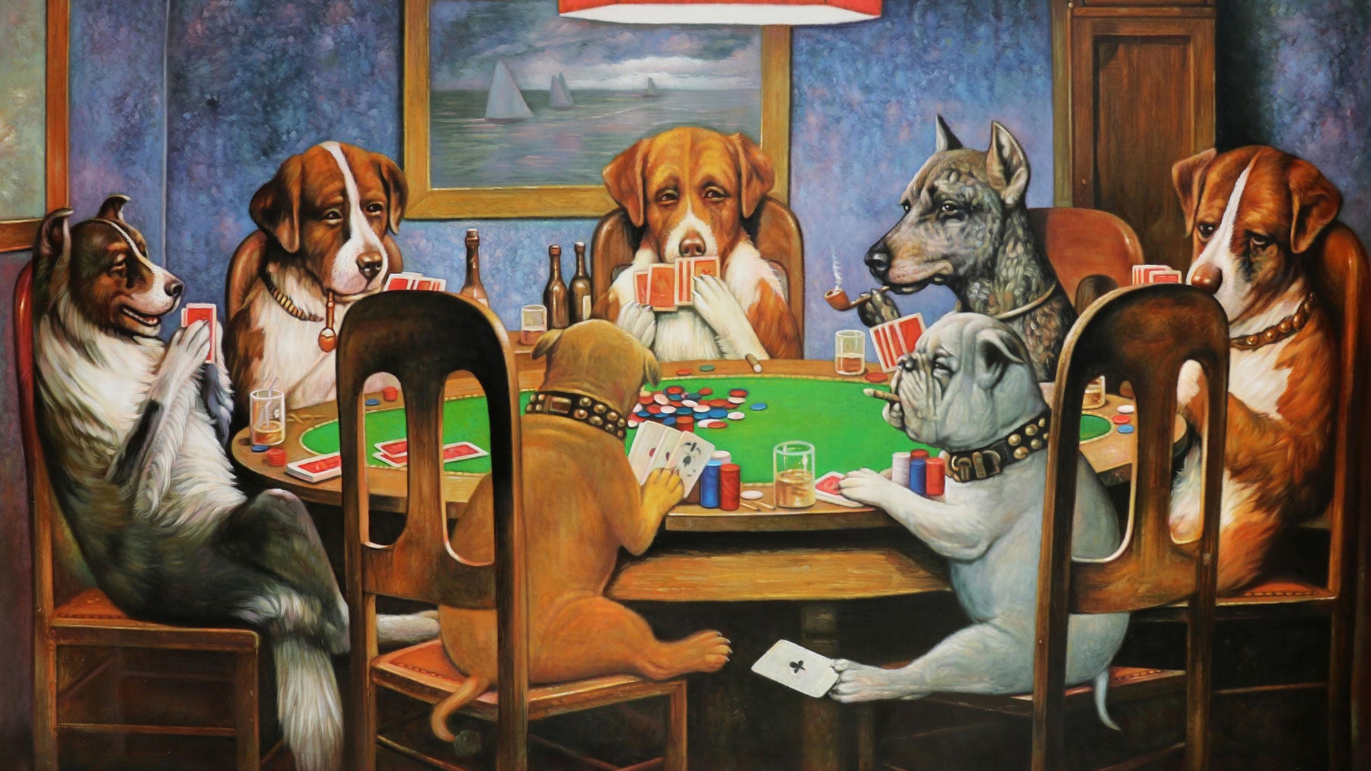 Coolidge 16:9 Tv Art, Dogs playing Poker, set of 5 images - ArtRemade