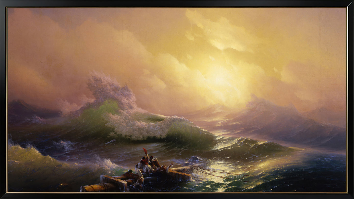 Dramatic seascapes and turbulent weathers 16:9 Tv Art, set of 4 framed images, Friedrich, Turner, Aivazovsky, Homer - ArtRemade